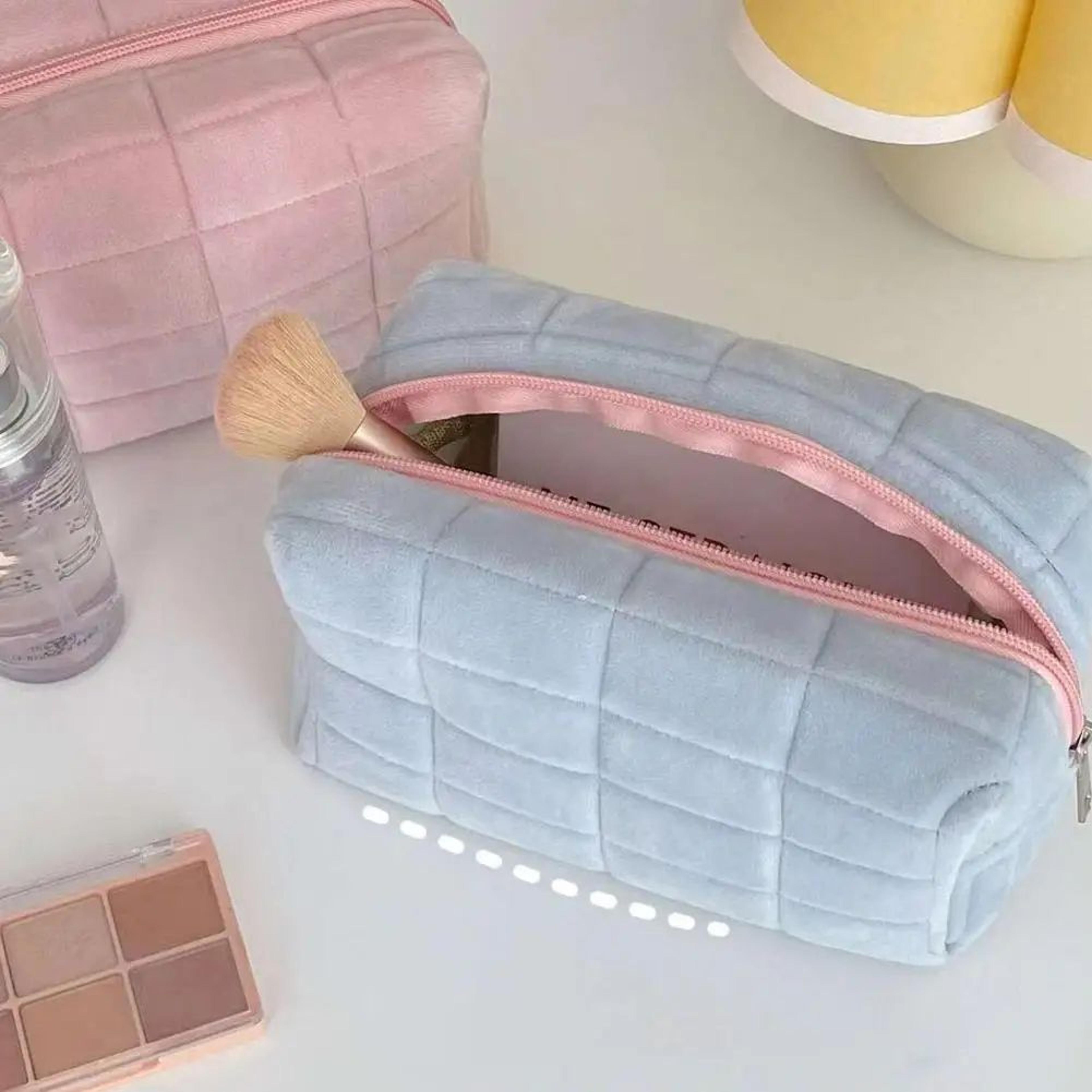 Cute Plush Makeup Bag  Preppy Zipper Cosmetic  Pencil Pouch Travel Toiletry Organizer For Teens 3