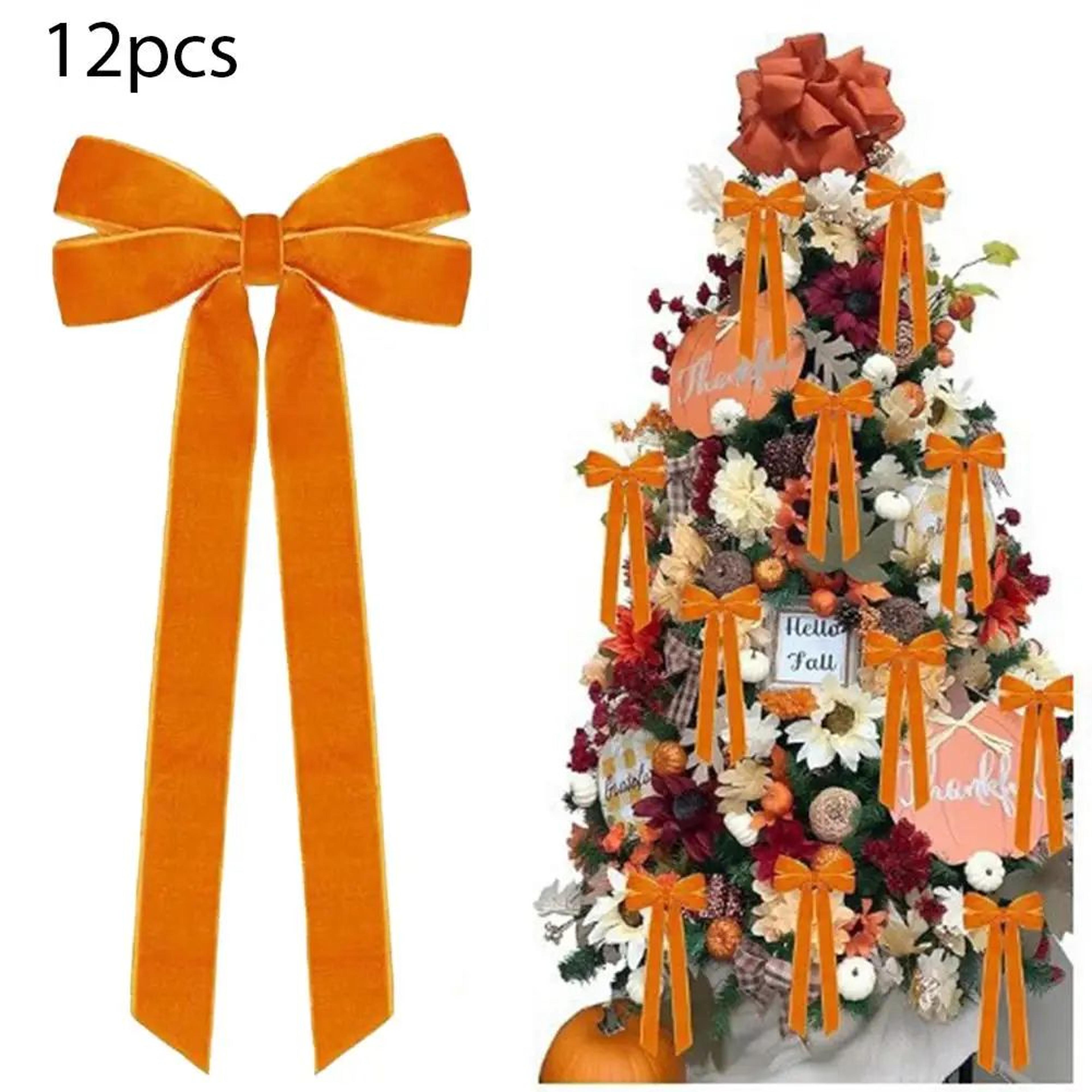 12 Pcs Pink Velvet Christmas Tree Bows  Large Rustic Ribbon Ornaments For Tree Wreaths And Garland  13