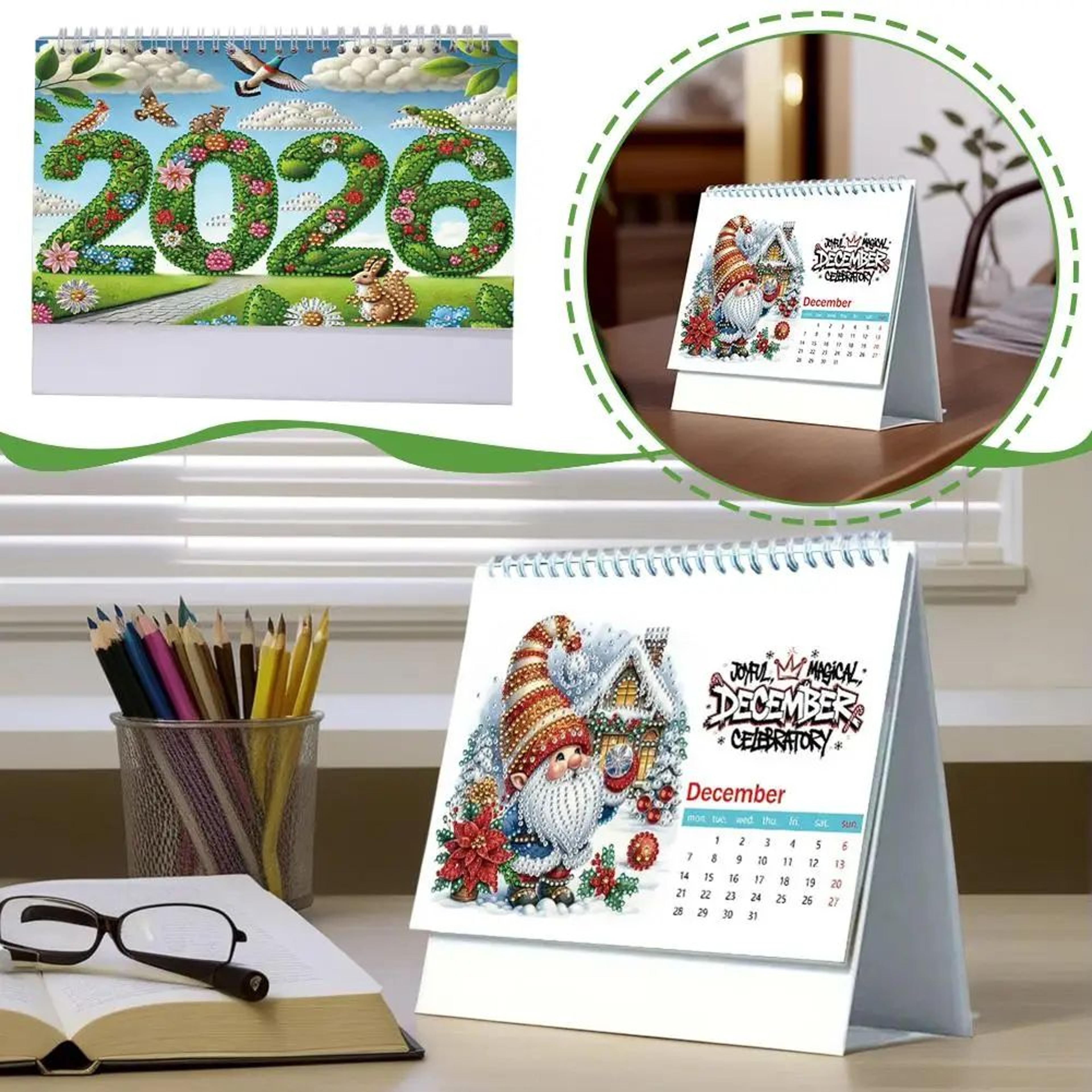 DIY Diamond Art 2026 Desk Calendar Kit  Monthly Flip Tabletop Planner Craft Ornament JanDec 1