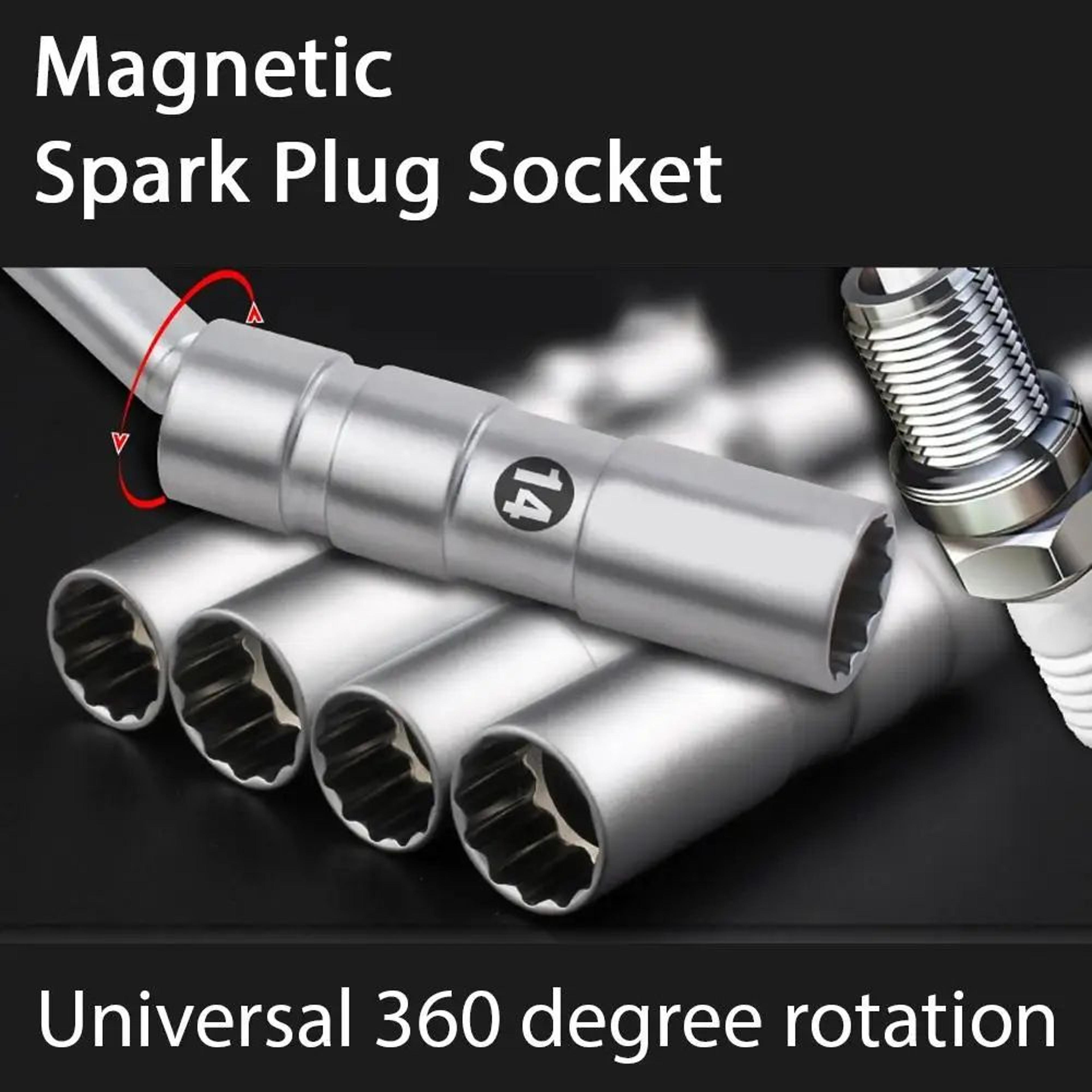 38 Inches Drive Magnetic Swivel Spark Plug Socket Set 14mm16mm  12Point Universal Joint Plug Remova 2