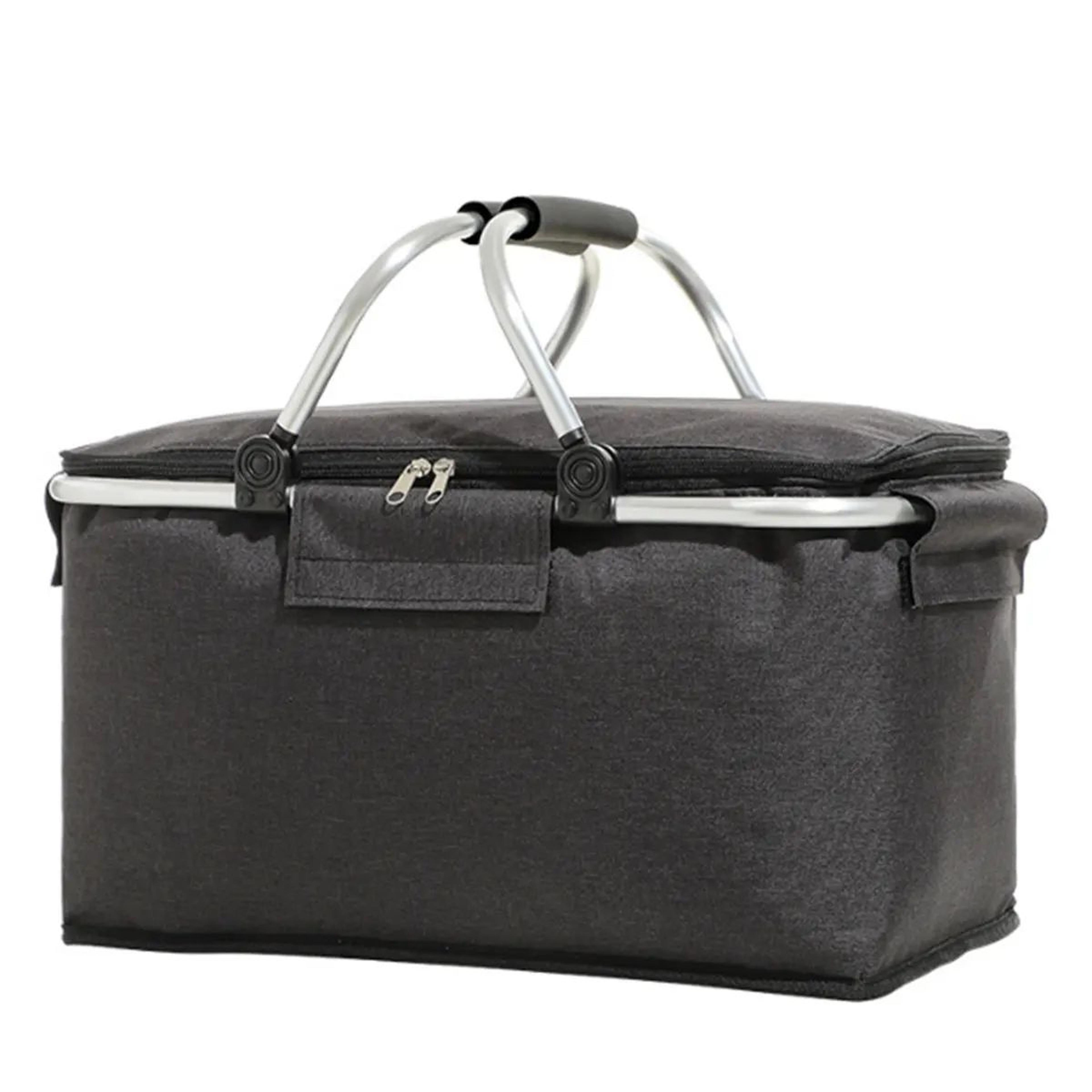 Foldable Insulated Picnic Basket  Large Capacity Aluminum Foil Thermal Cooler Tote With Sturdy Fram 2