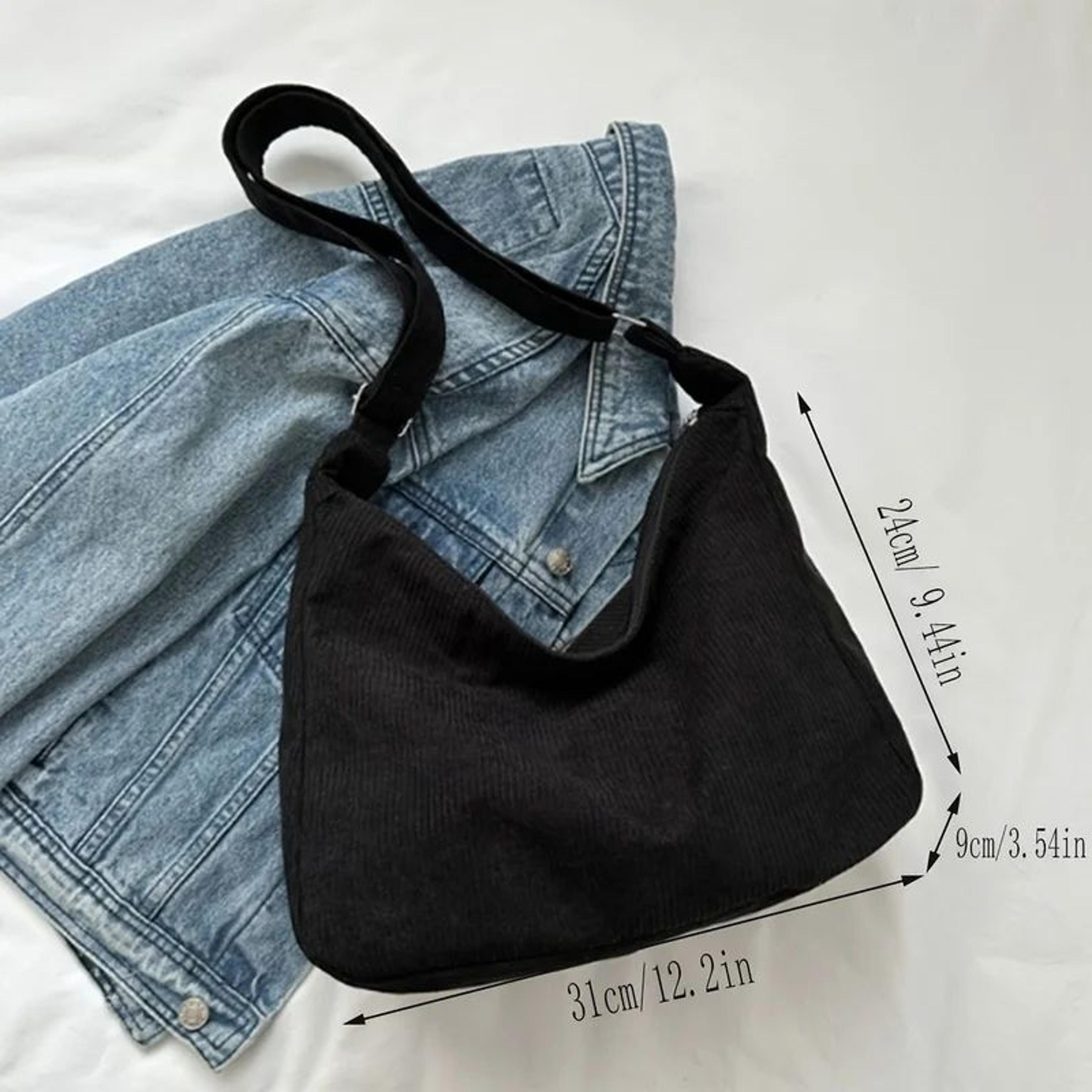 Japanese Style Corduroy Tote Bag  Large Capacity Casual Shoulder Bag For Women Commute College  Eve 2