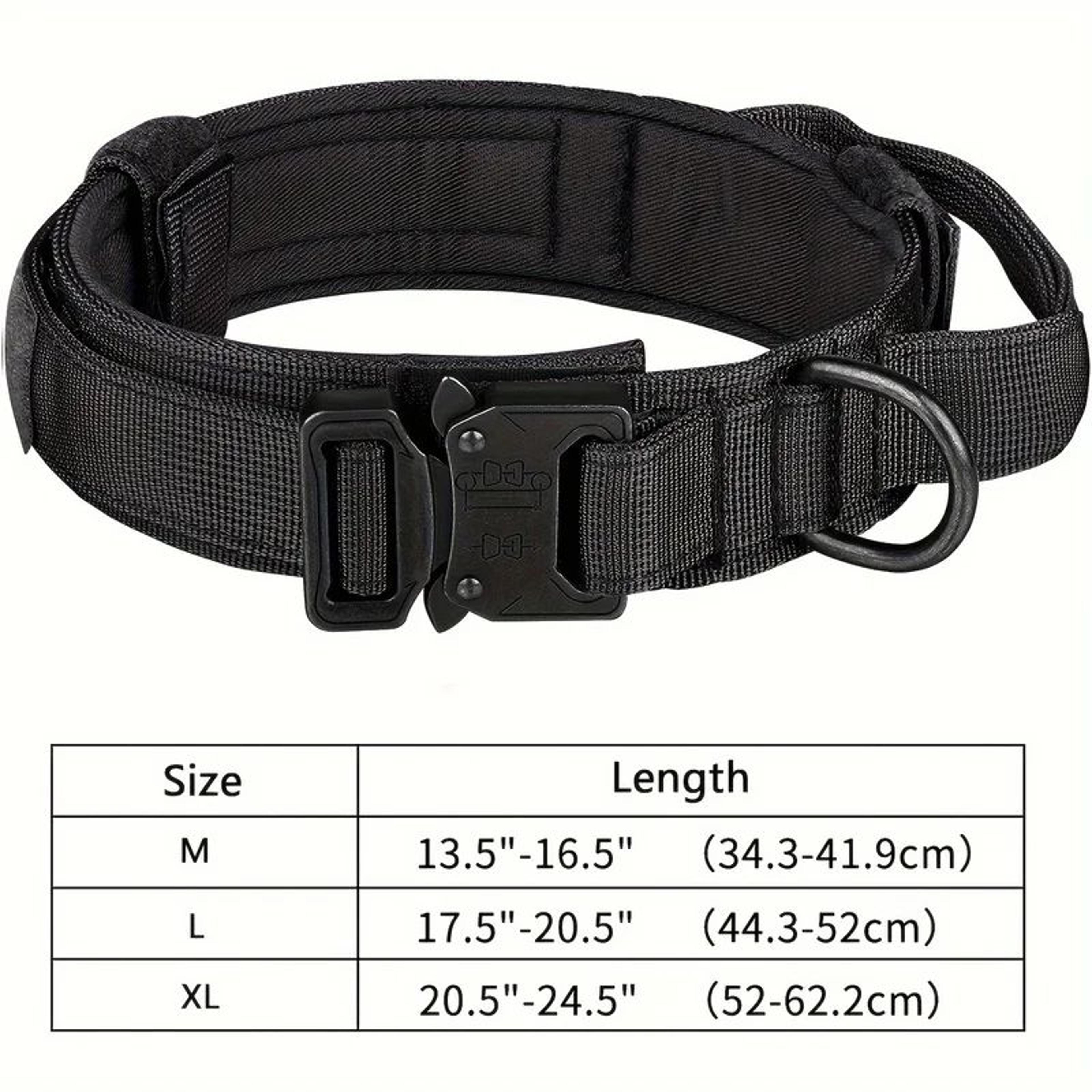 Tactical Dog Collar With Handle  Adjustable Military Nylon Training Collar Heavy Metal Buckle For L 3