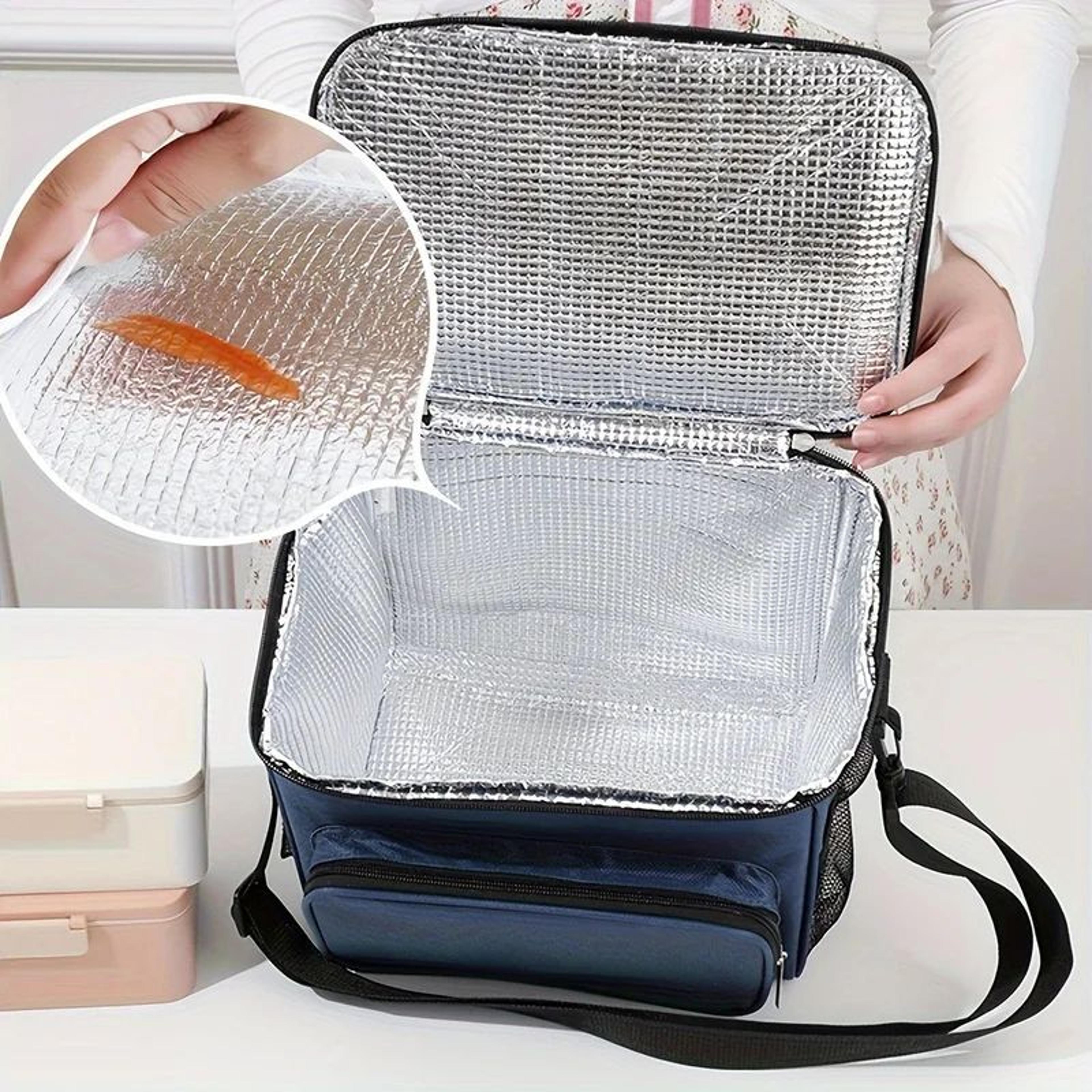 Large Capacity Insulated Tote Lunch Bag With Crossbody Strap  Aluminum Foil Thermal Picnic Cooler B 2