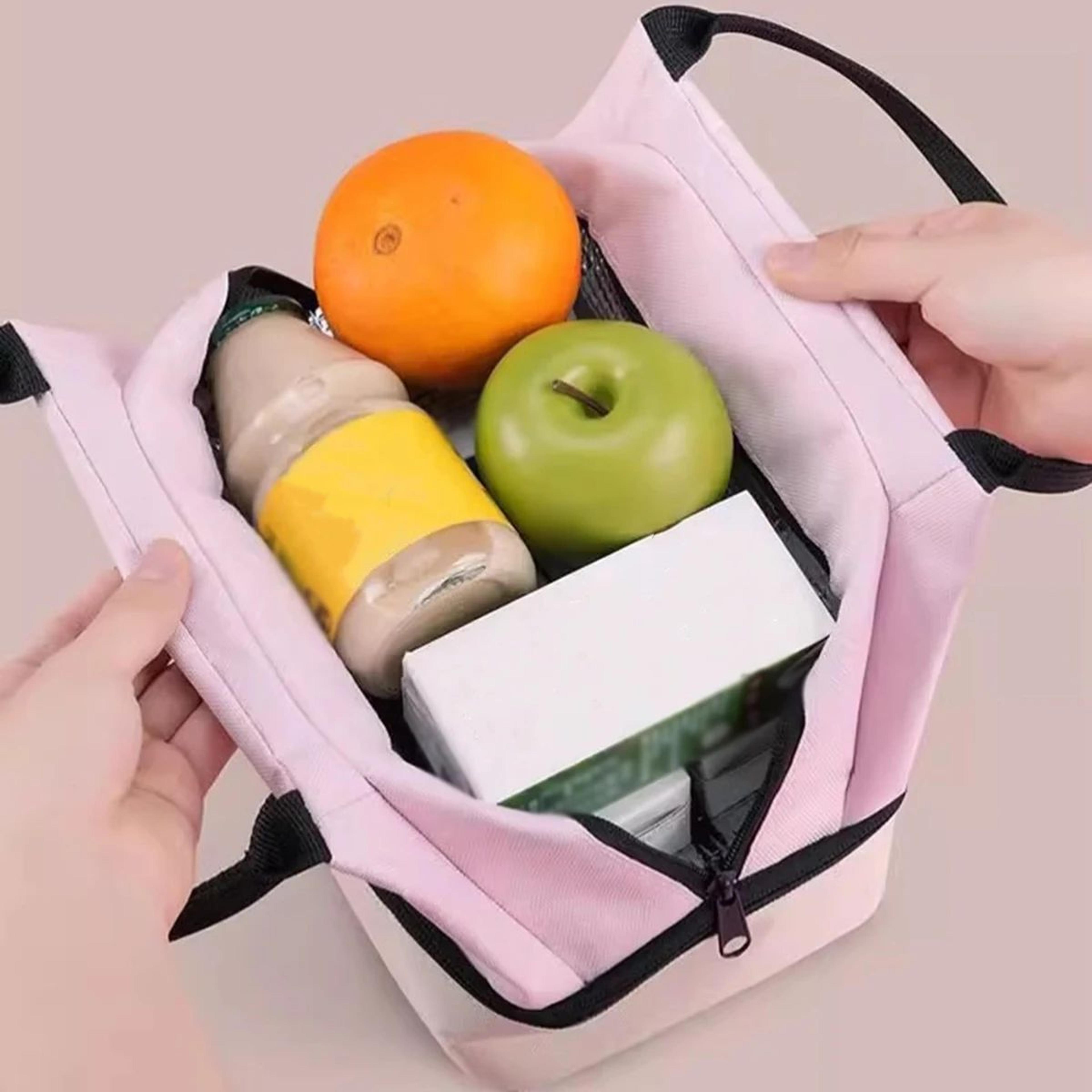 Pink DoubleLayer Insulated Lunch Bag  Large Capacity Aluminum Foil Thermal Cooler Tote Portable Ice 2