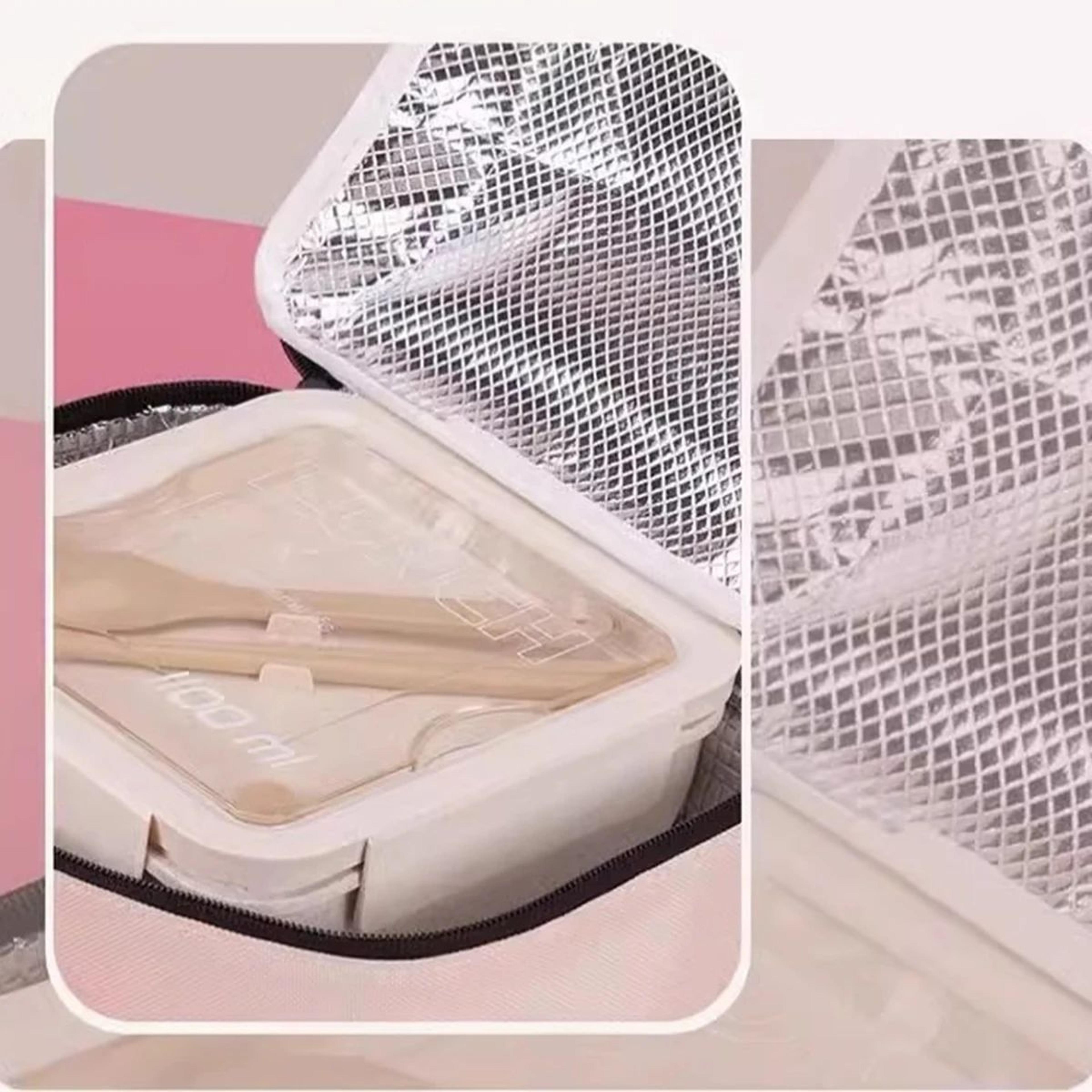 Pink DoubleLayer Insulated Lunch Bag  Large Capacity Aluminum Foil Thermal Cooler Tote Portable Ice 5