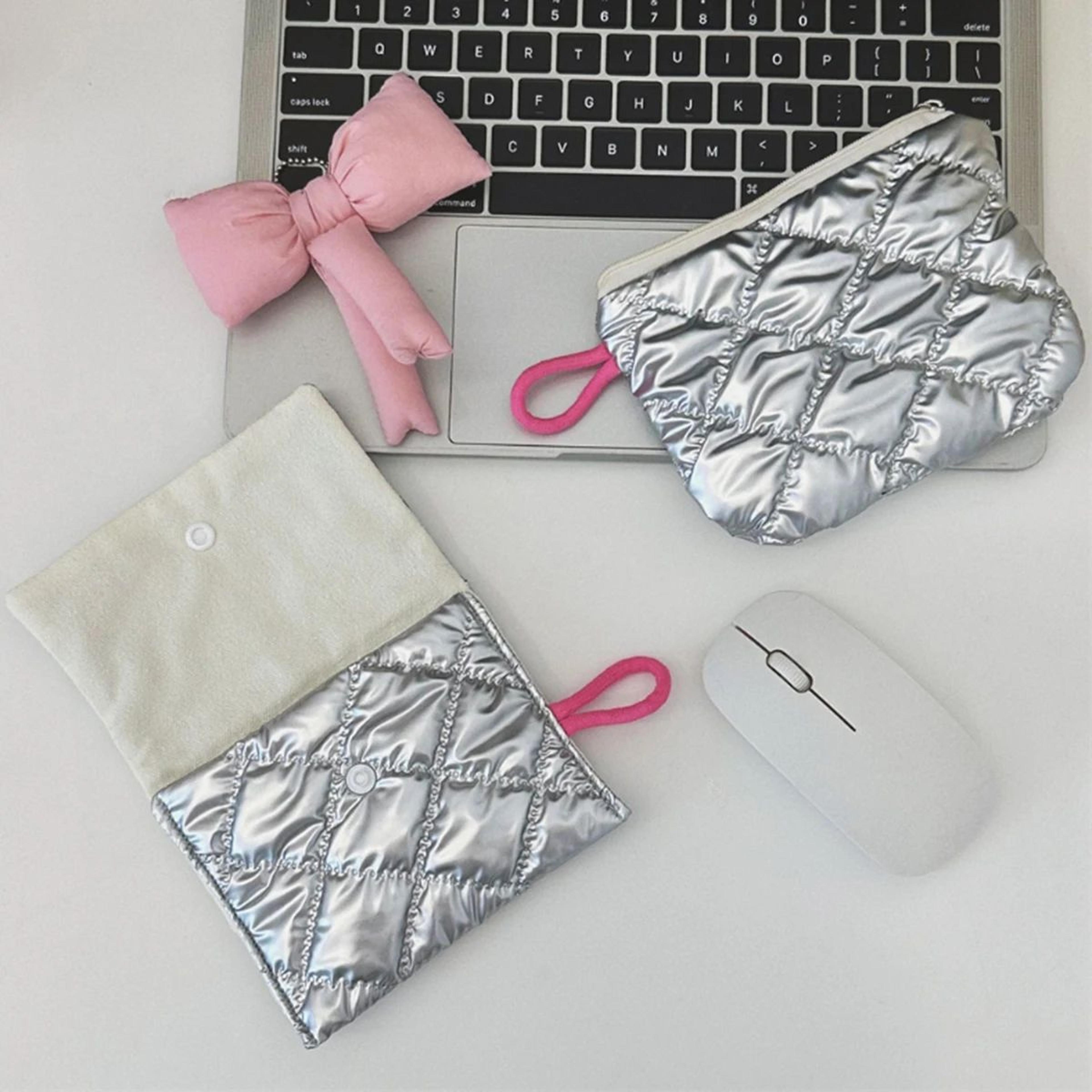 Silver Bow Canvas Coin Purse  Small Zipper Coin Wallet Pouch For Women  Girls Earphone Key Money St 1