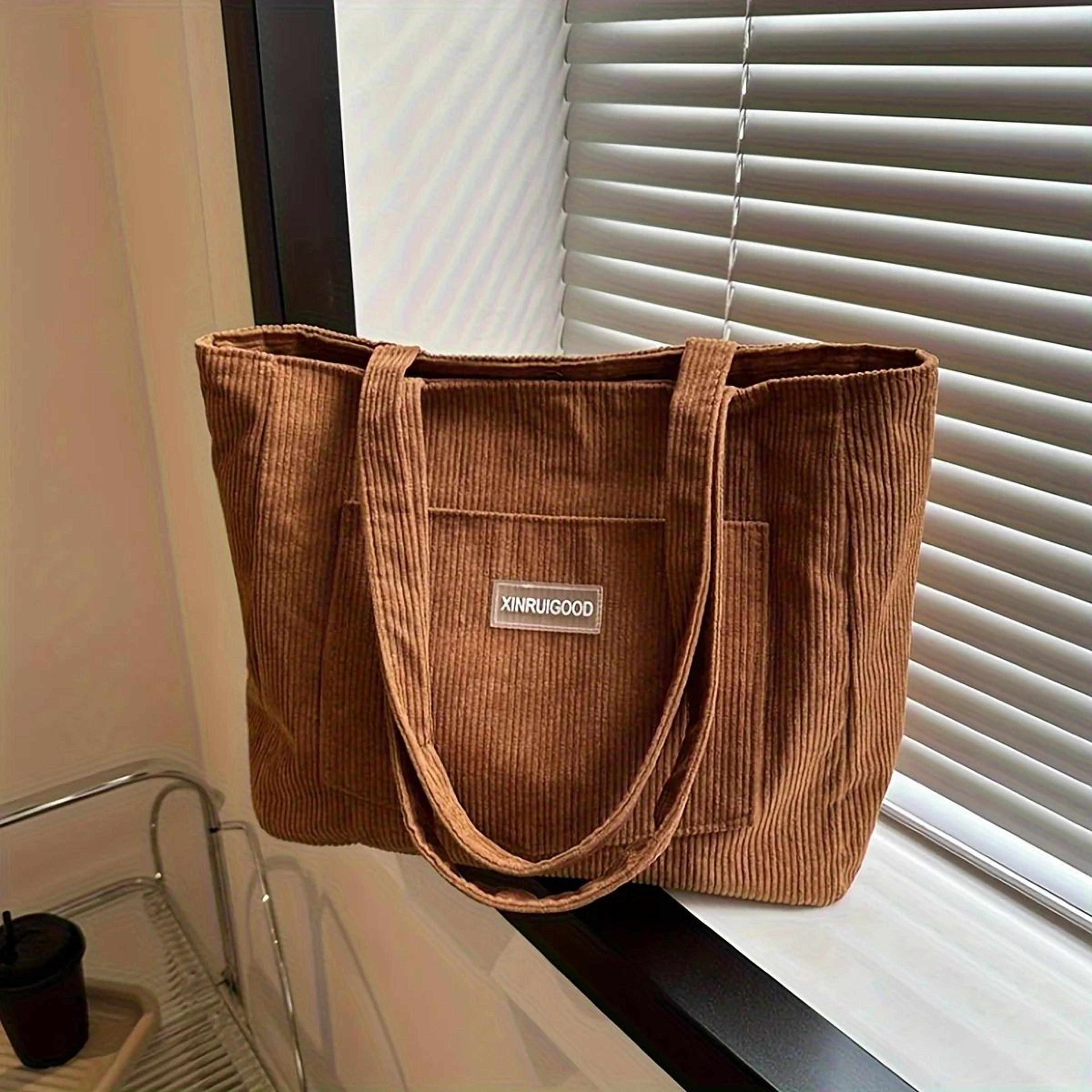 Large Corduroy Shoulder Bag For Women  Mori Style Underarm Tote Purse Soft Casual Handbag For Work  5