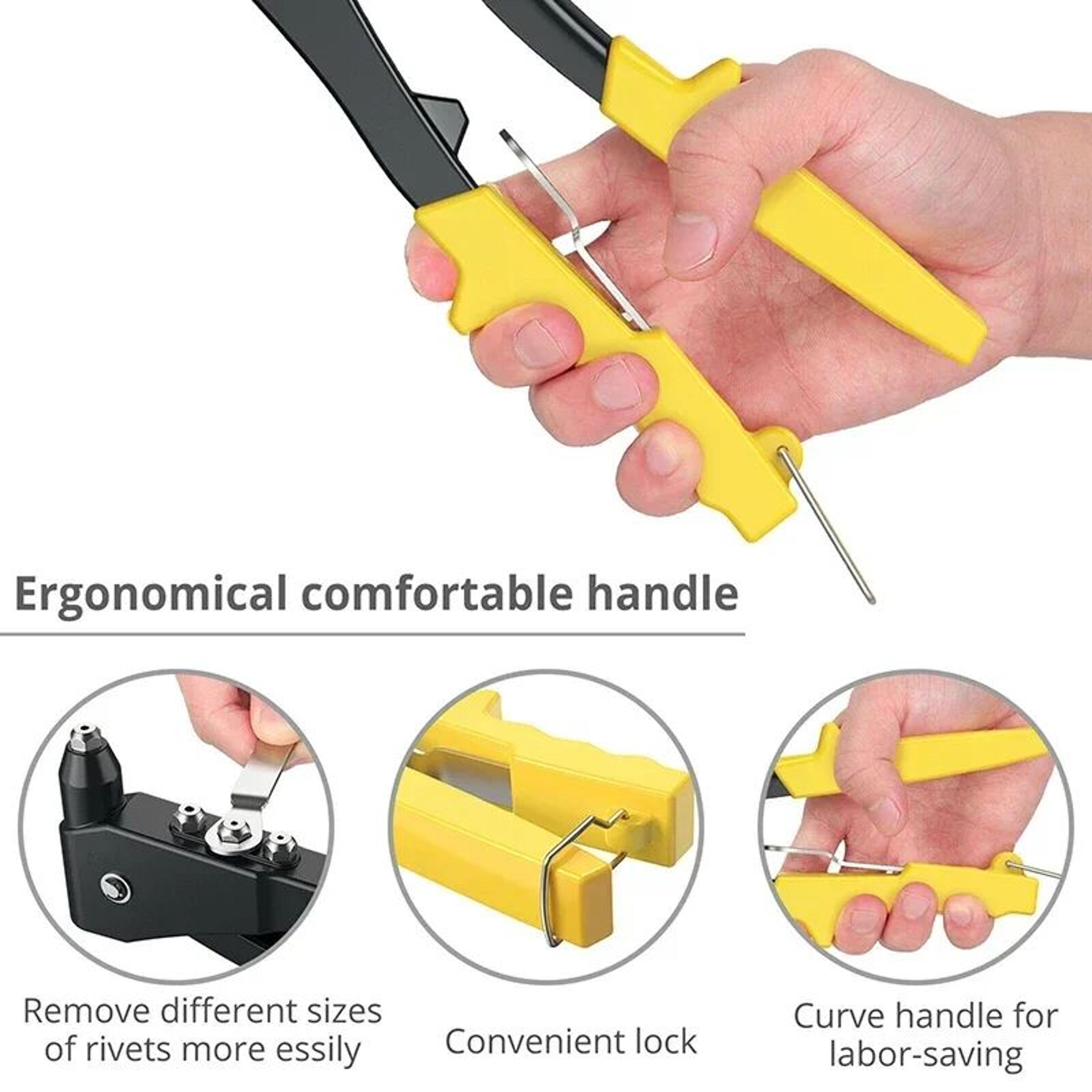 HeavyDuty Hand Rivet Gun Kit  Blind Rivet Pliers Set With Rivets  Nut Inserts  DIY  Automotive Rive 5