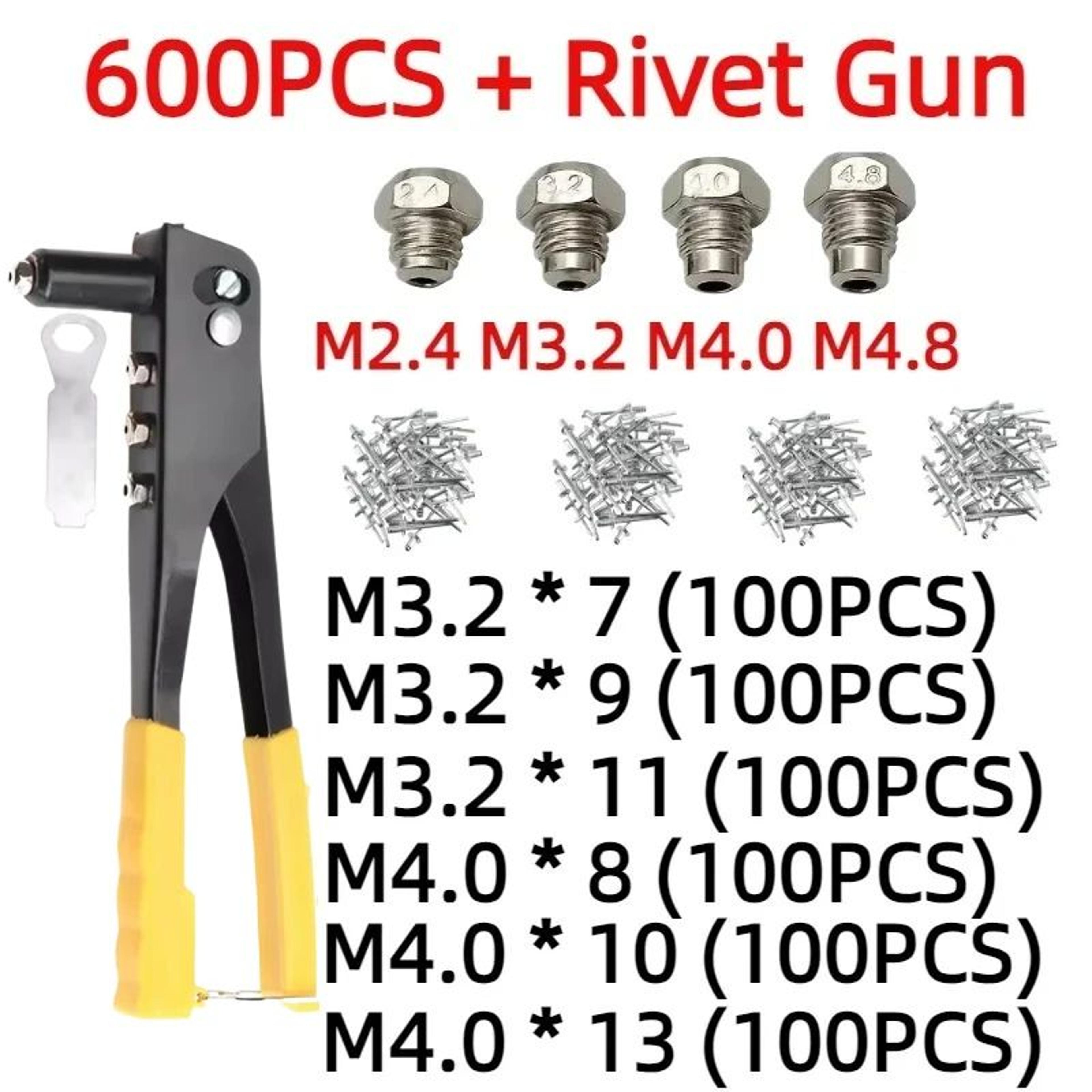 HeavyDuty Hand Rivet Gun Kit  Blind Rivet Pliers Set With Rivets  Nut Inserts  DIY  Automotive Rive 9
