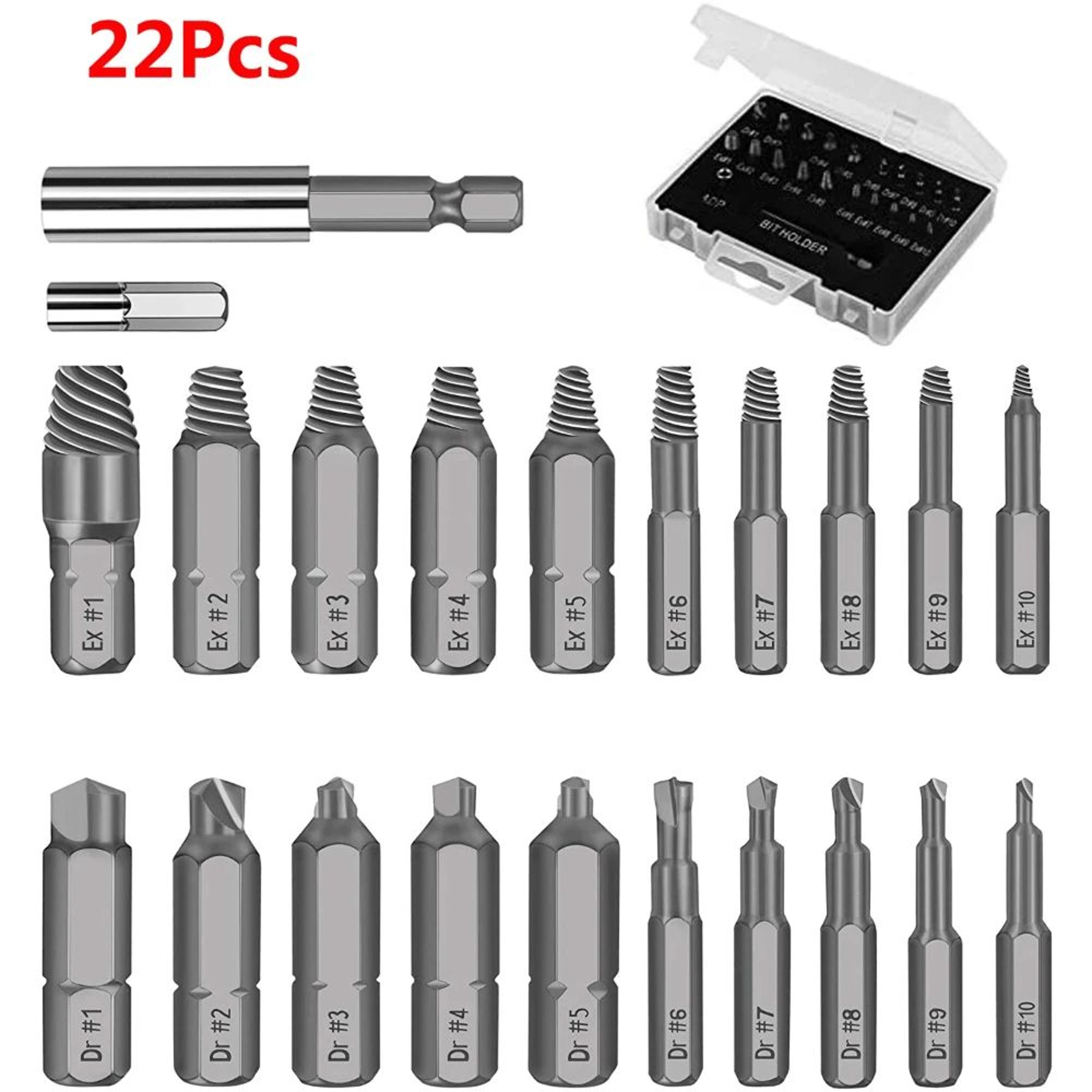 22 Pcs Screw Extractor Bit Set  Stripped Screw  Broken Bolt Remover Kit With Magnetic Holder EasyOu 0