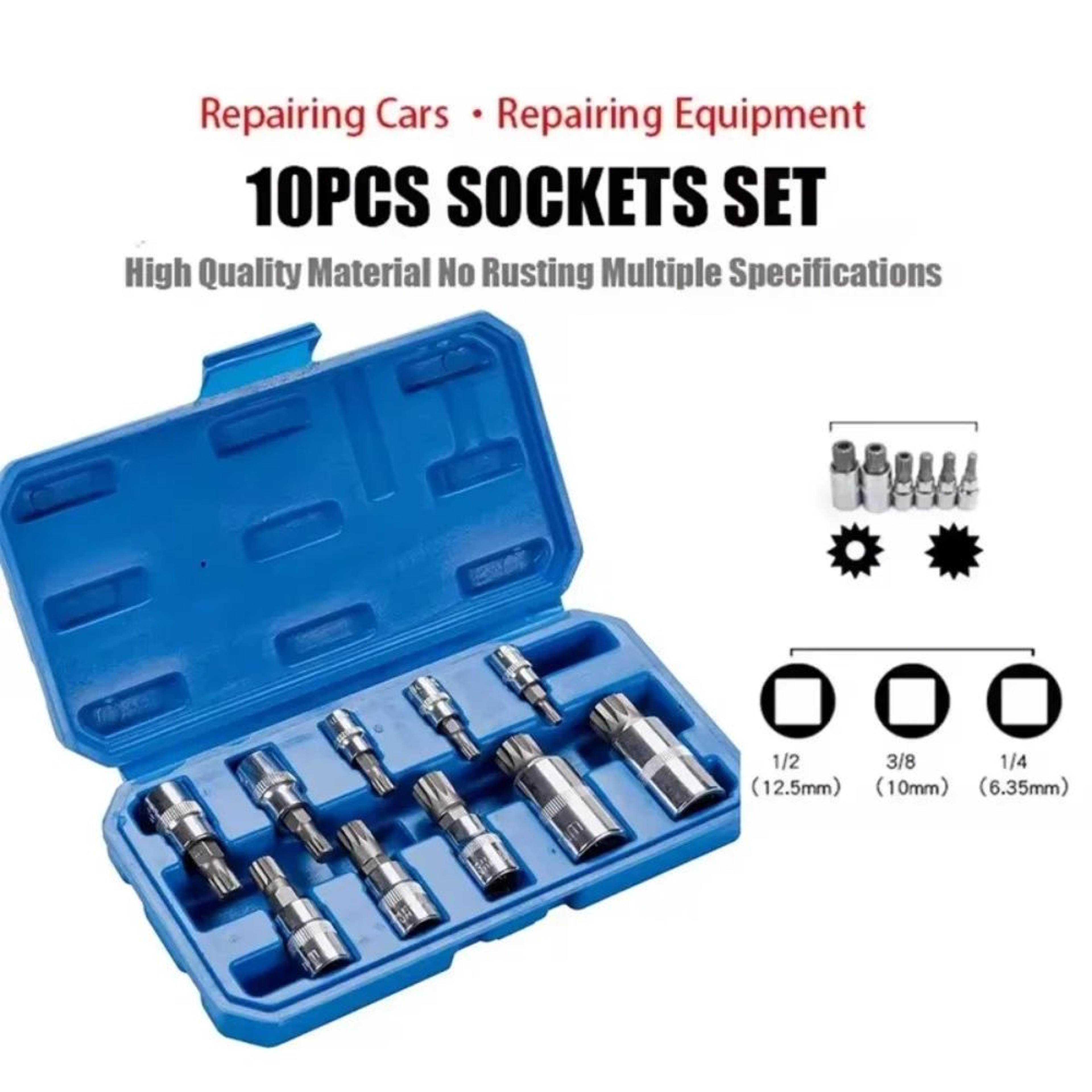 10PCS Triple Square Spline Bit Socket Set M4M18  TamperResistant XZN Driver Bits For Auto Repair 3