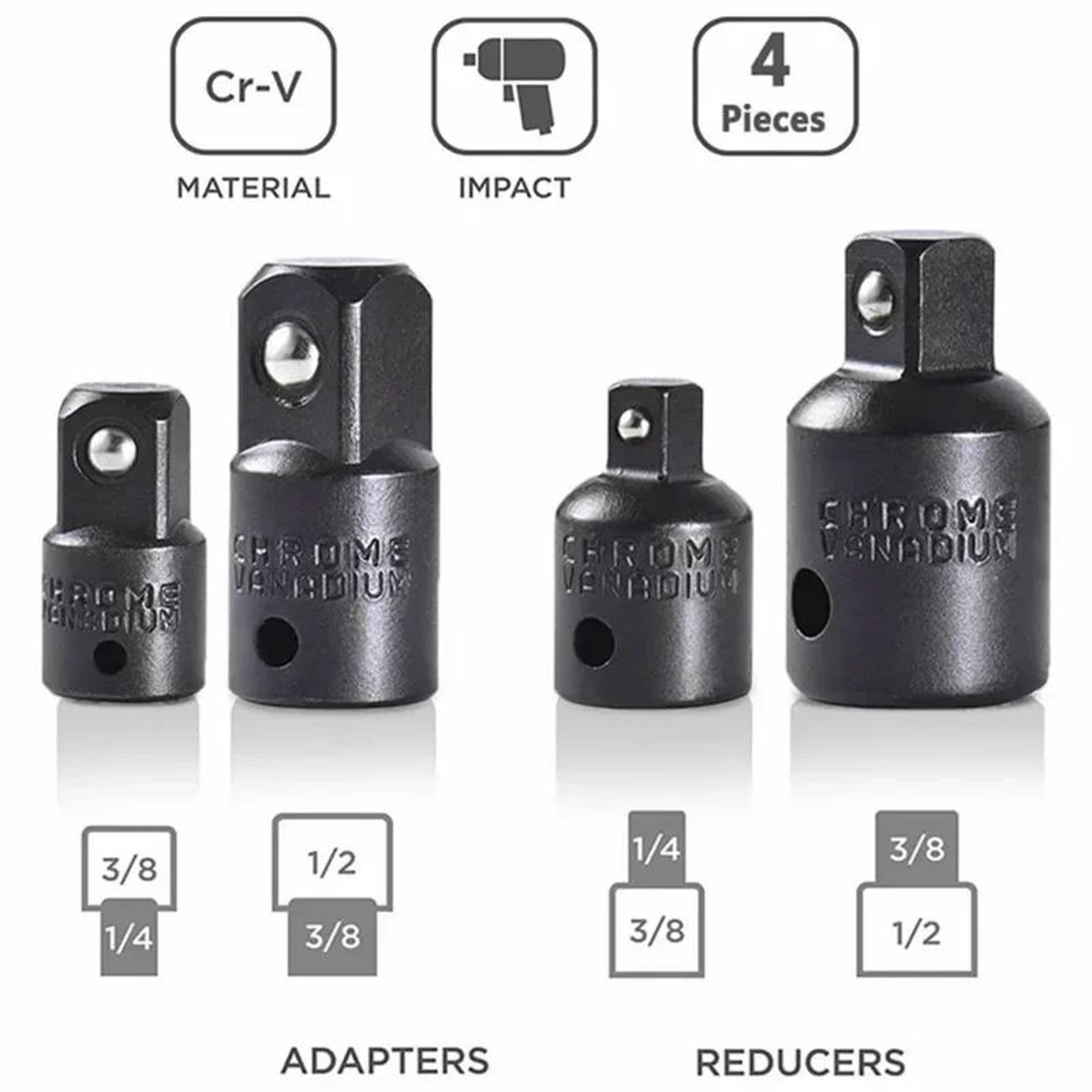 Impact Socket Adapter  Reducer Extension Set  DrilltoSocket Converter For HighSpeed Nut Driving Qui 3