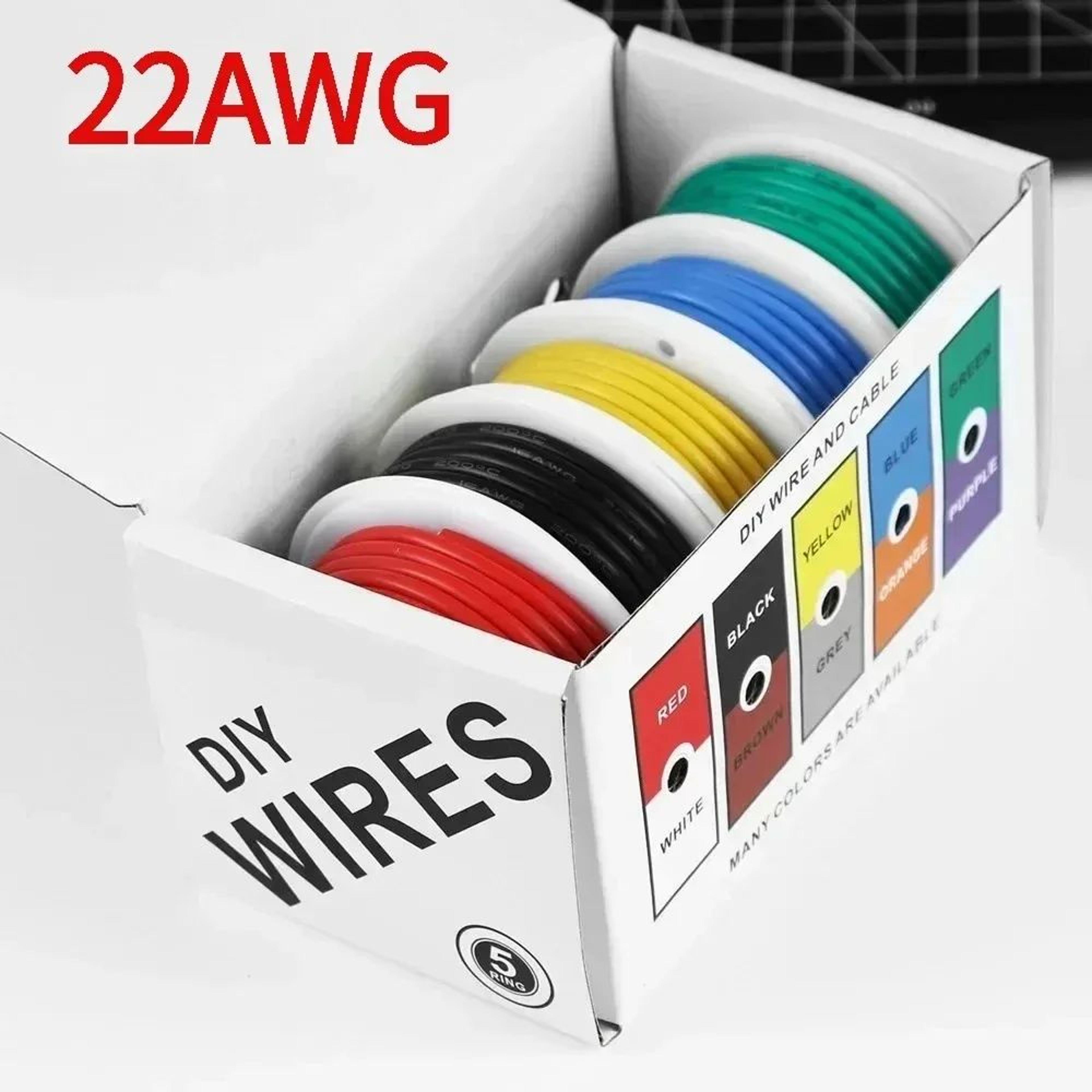 22AWG Silicone Hookup Wire Kit  Tinned Copper Stranded Wire 5 Colors 5m10m Each For DIY  RC 0