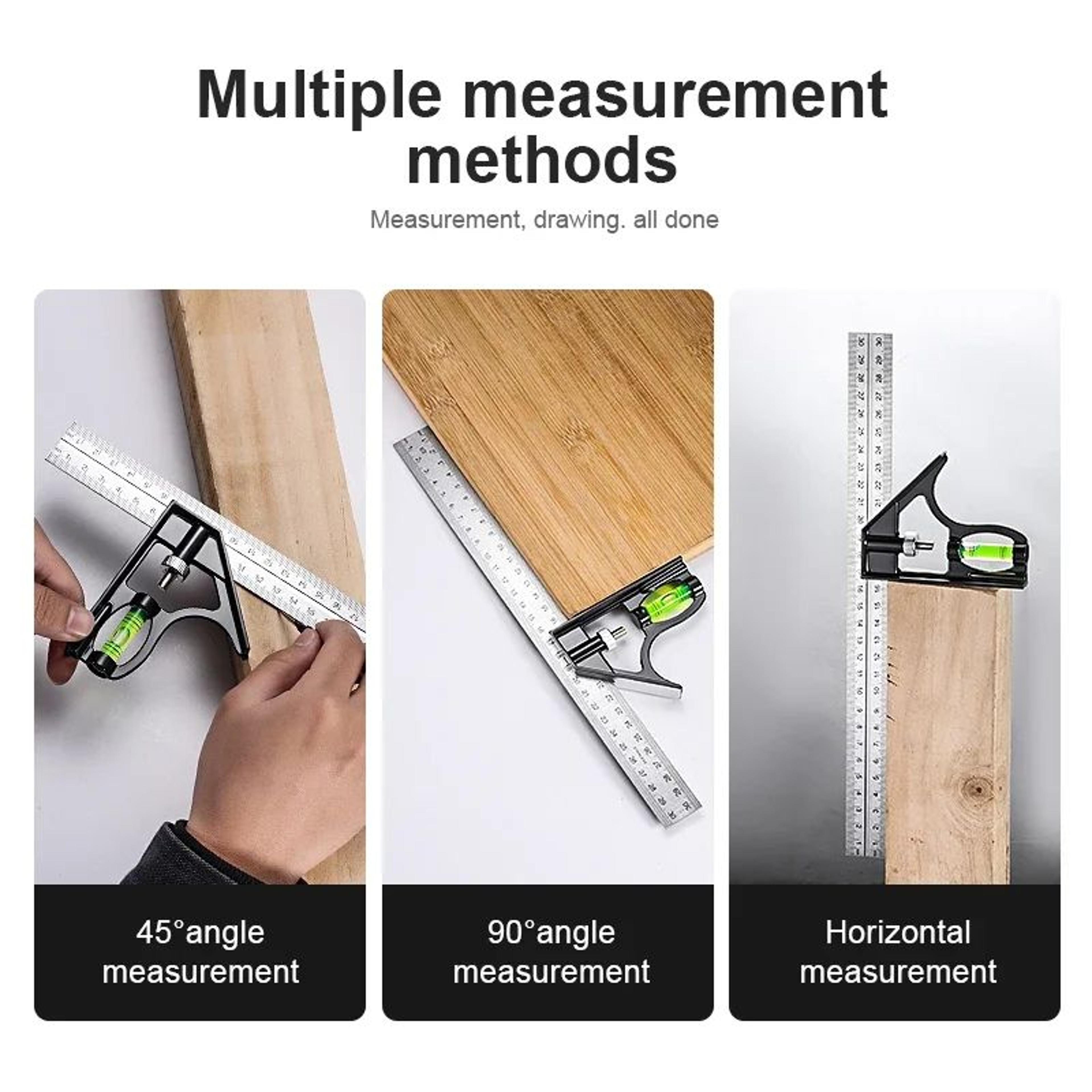 300mm Adjustable Combination Square Protractor Ruler  Right Angle Measuring Tool For Woodworking DI 4