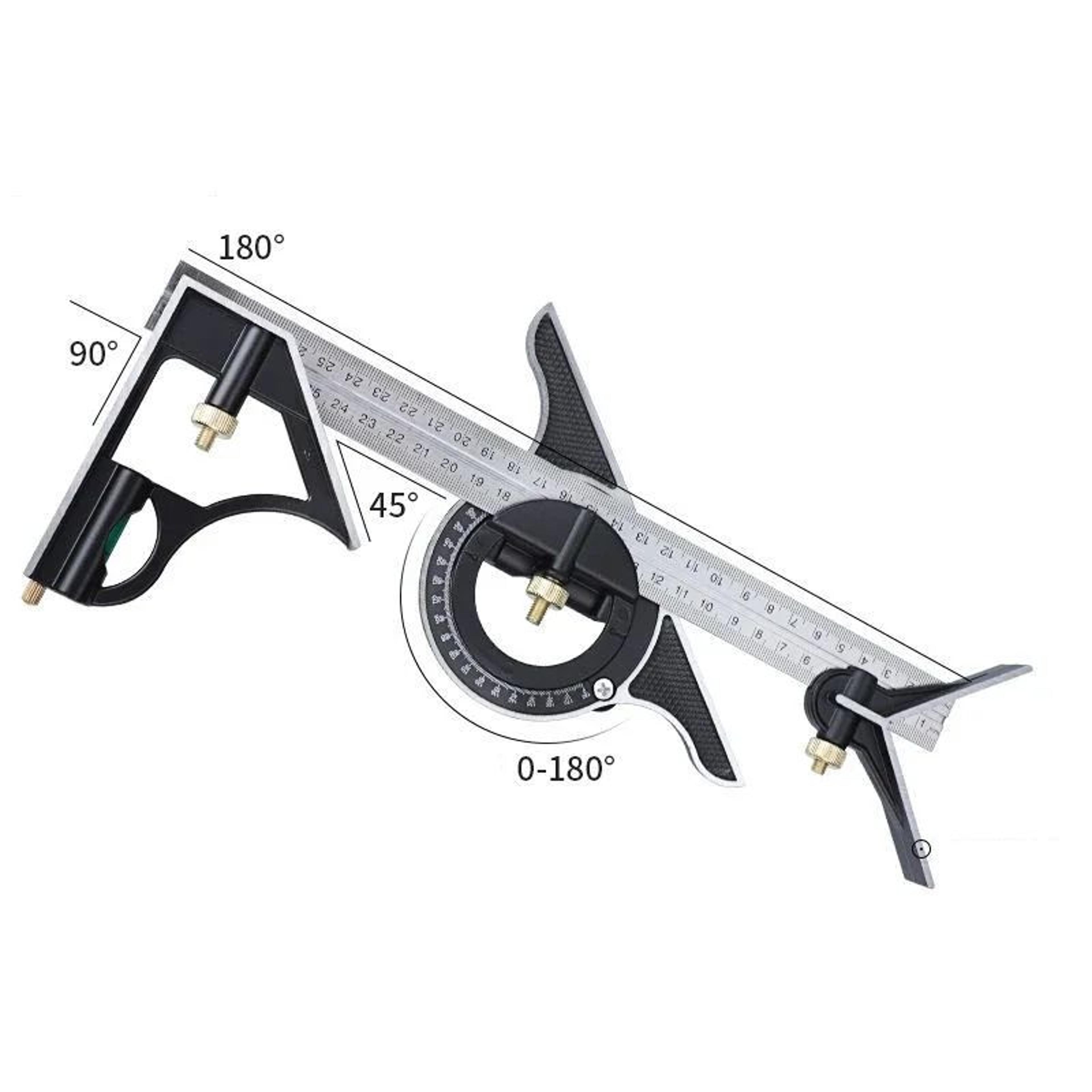 300mm Adjustable Combination Square Protractor Ruler  Right Angle Measuring Tool For Woodworking DI 6