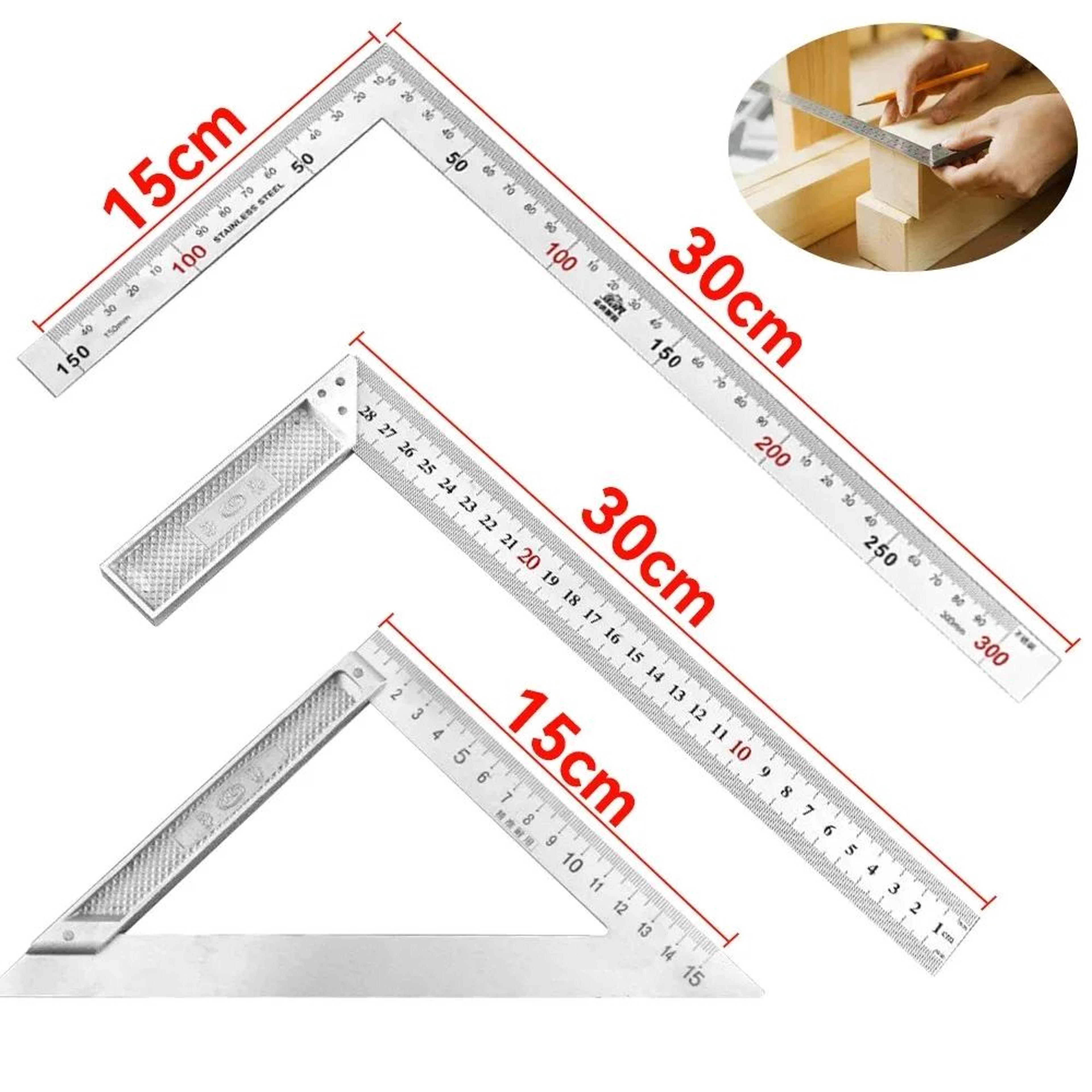 90 Aluminum Alloy Square Ruler  Right Angle Woodworking Measuring Tool Steel Turning Ruler Gauge Fo 0