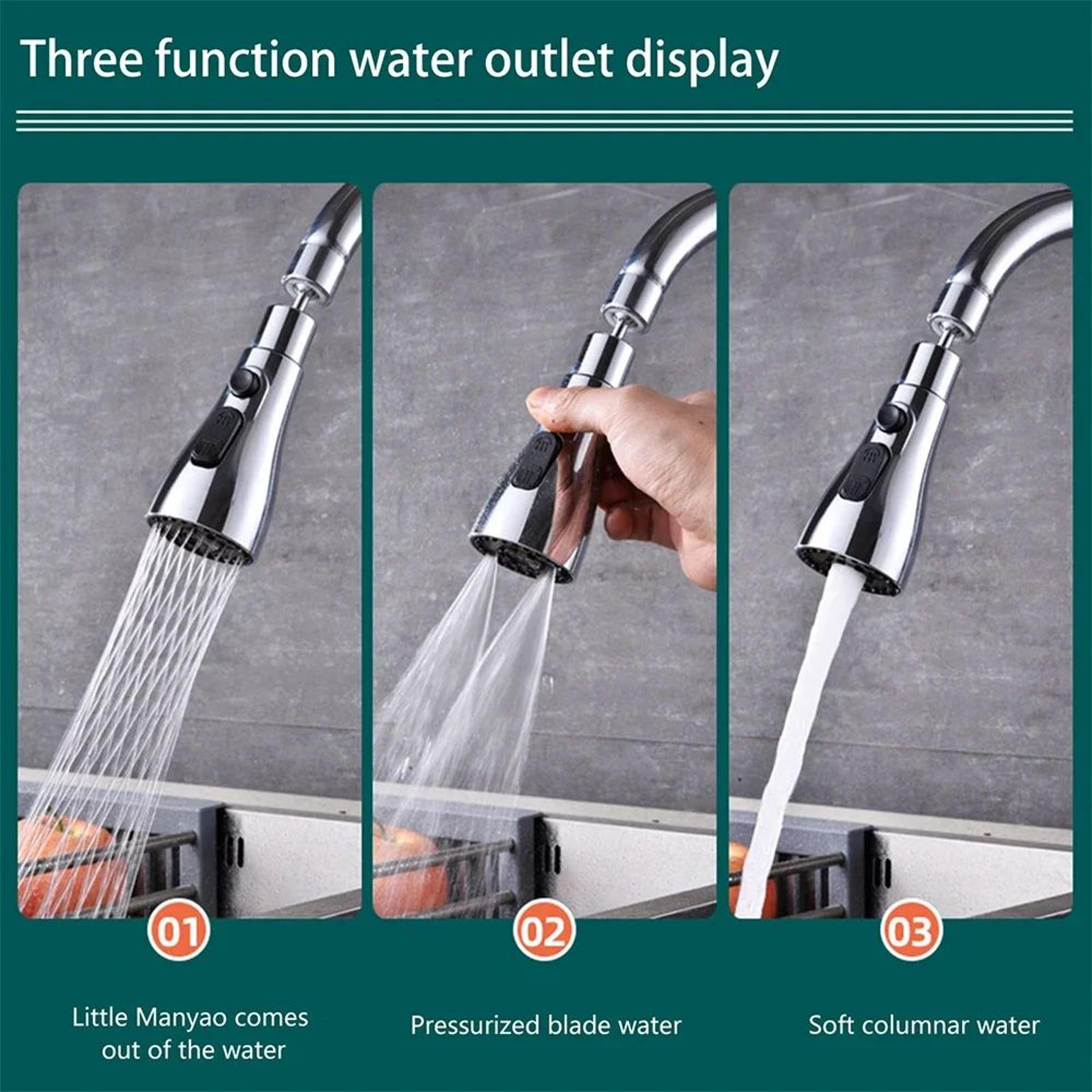 Universal 360 Rotating Kitchen Faucet Extender  PullOut Tap Sprayer Attachment With MultiMode Stron 2