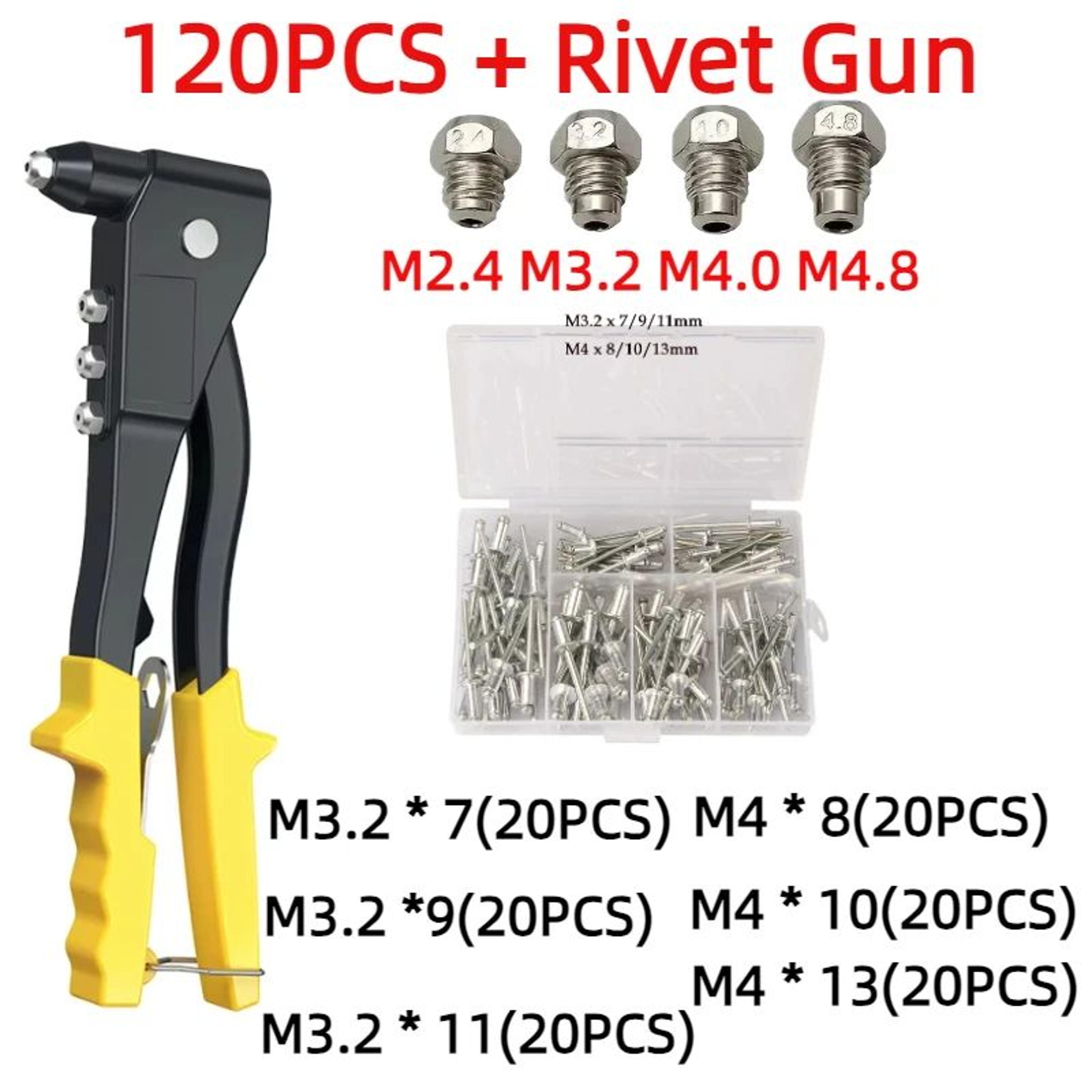 Heavy Duty Pop Rivet Gun Kit With 120pcs Blind Rivets  Rivet Nuts  Manual Hand Riveter Set For Meta 6