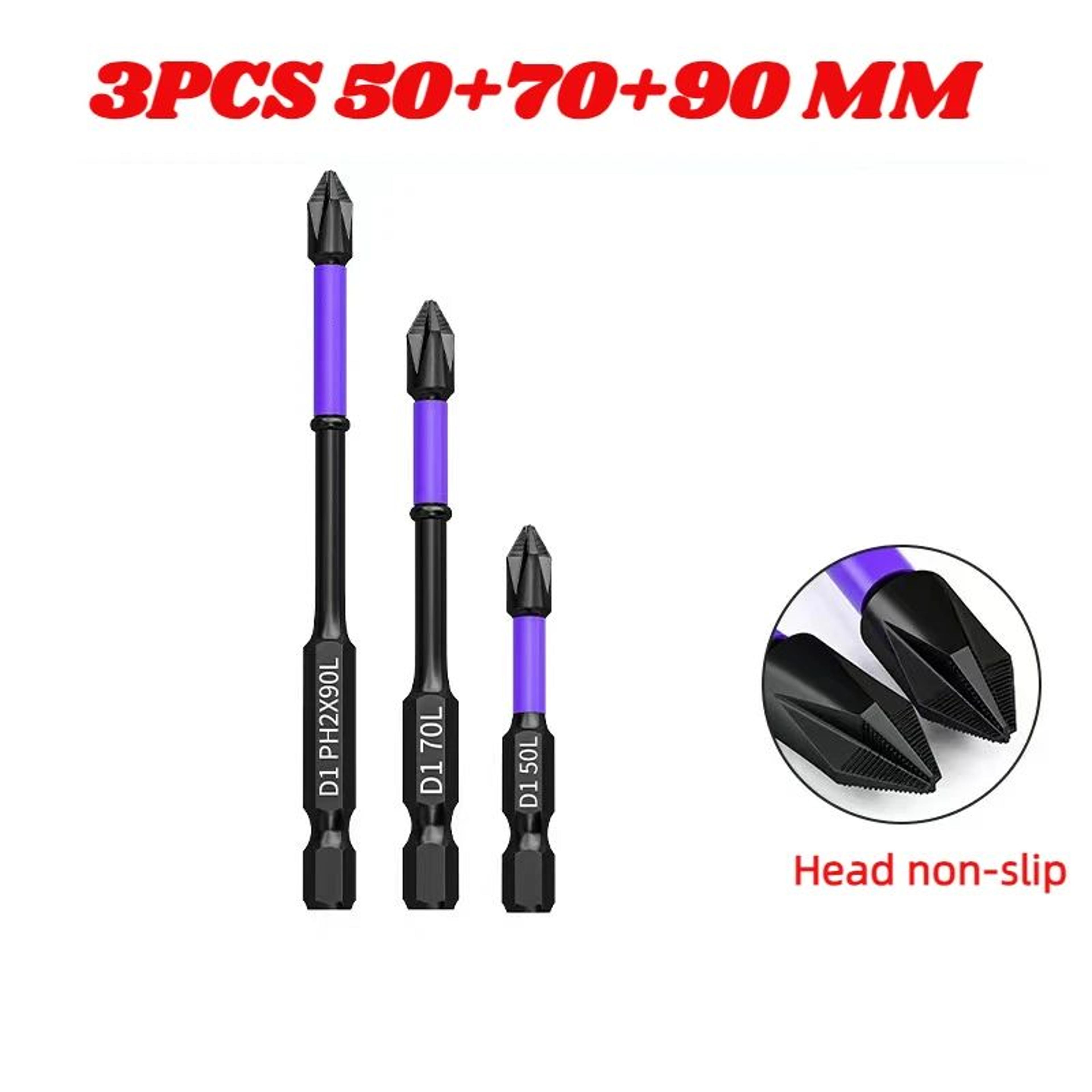 Magnetic D1 Impact Driver Bits  AntiShock NonSlip Phillips Cross Screwdriver Bit Set Hard Steel For 6