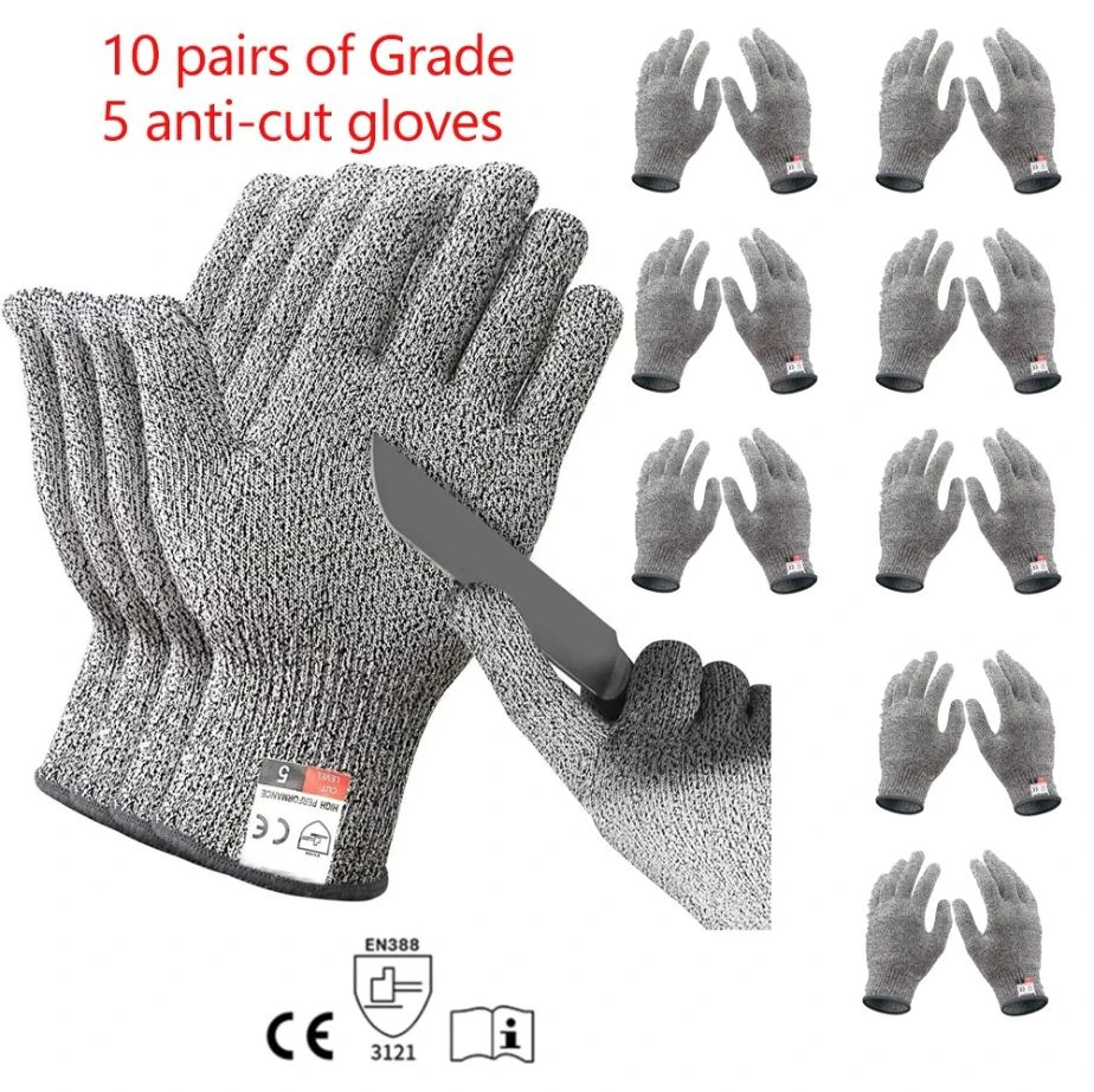 Level 5 Cut Resistant Gloves  HPPE Safety Work  Kitchen Gloves AntiThorn WearResistant For Gardenin 10