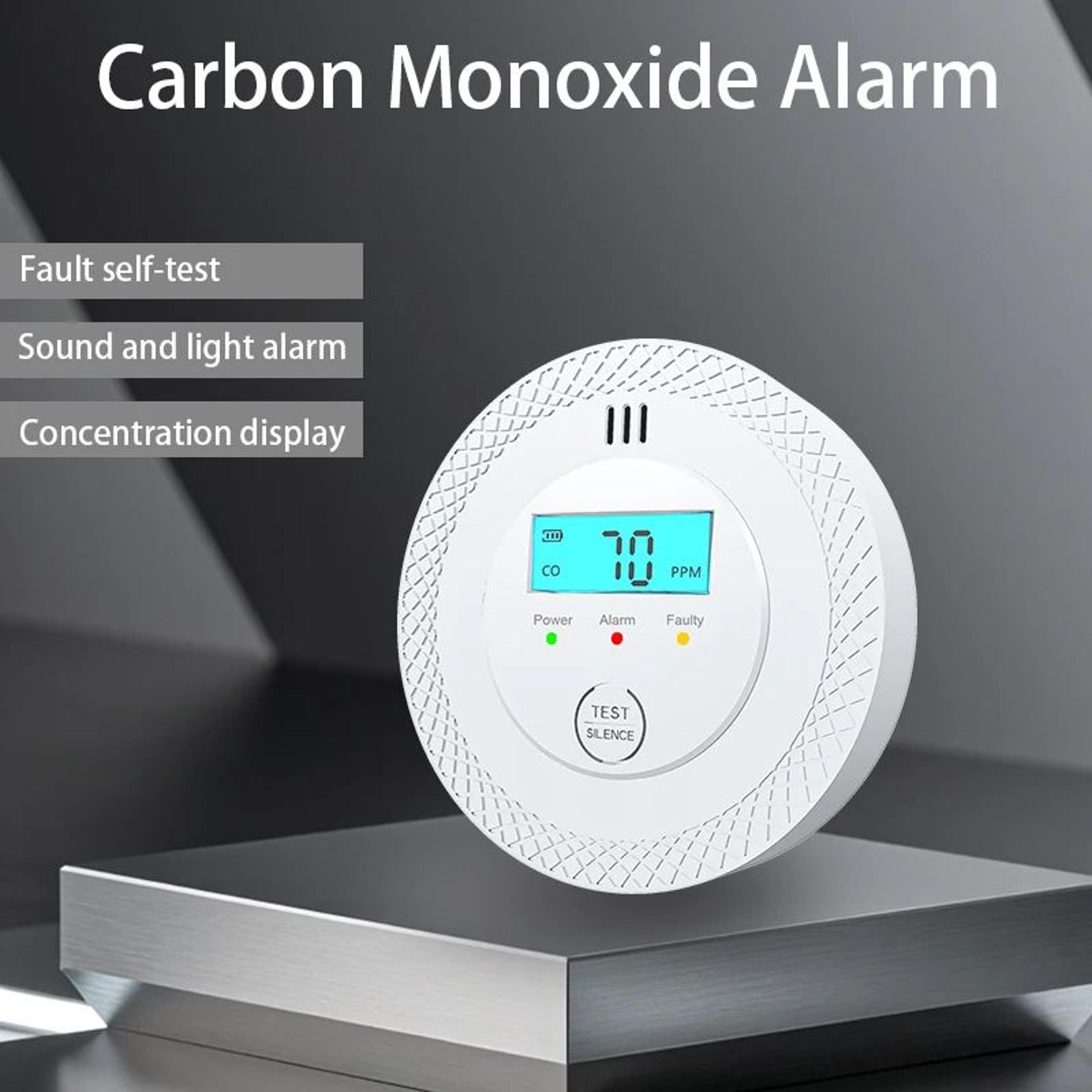 Standalone Carbon Monoxide Alarm With LCD Display  UL2034 Certified HighSensitivity CO Detector For 2