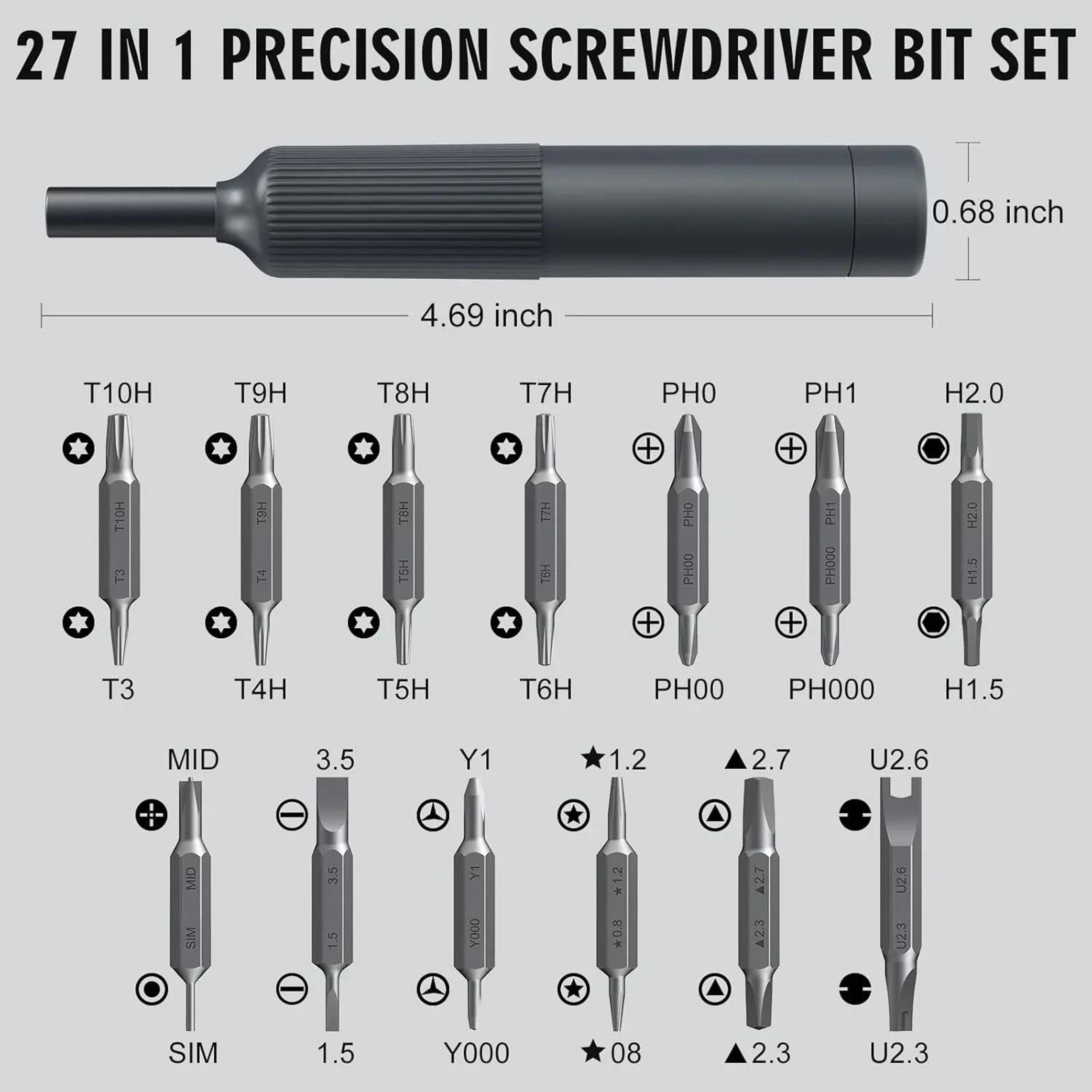 27in1 Precision Magnetic Screwdriver Set  PenStyle Repair Tool Kit For IPhone Laptop Watch Glasses  3