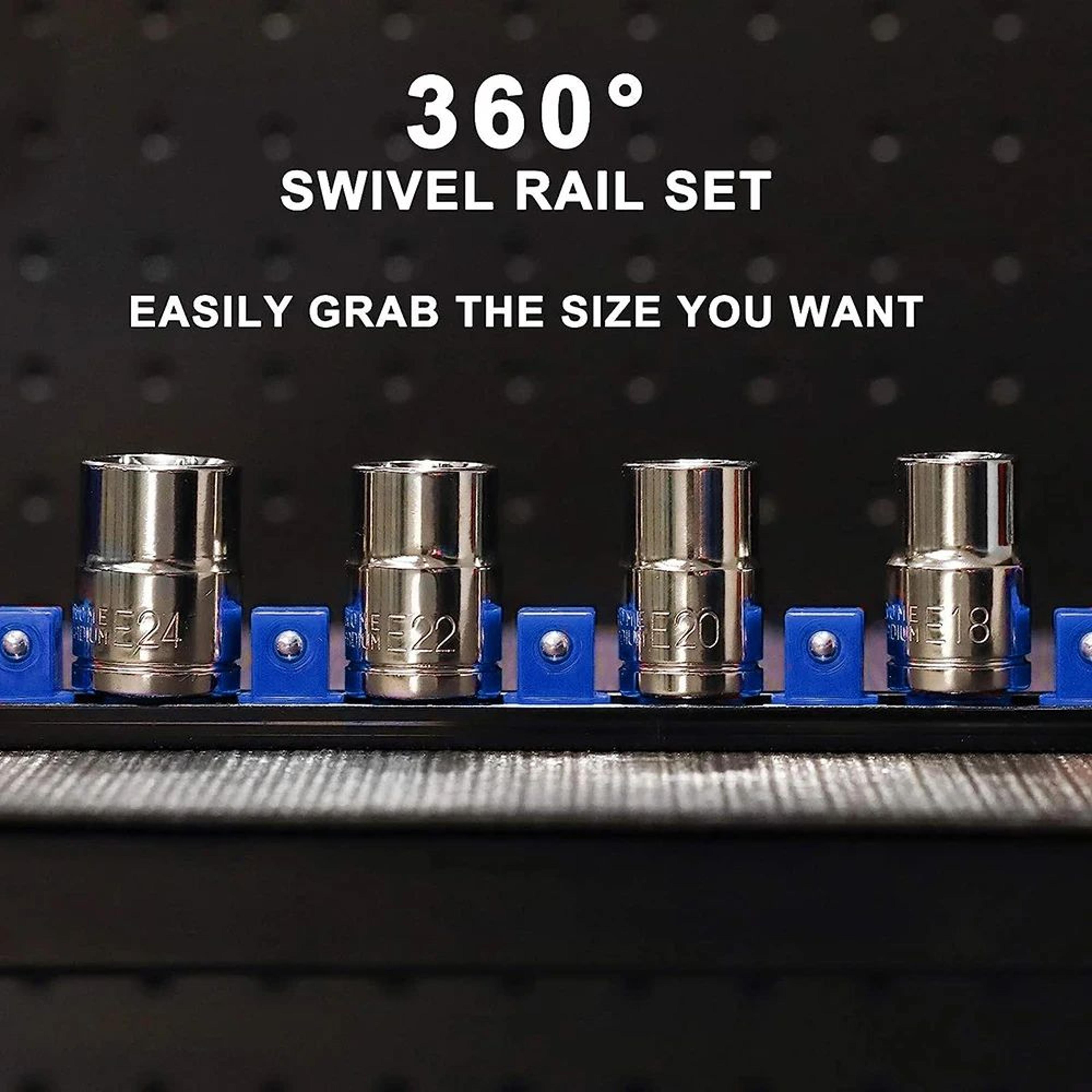 Universal Socket  Wrench Organizer Rails 14 38 12 In  Wall Mount Tool Holder Rack For Garage  Home  3