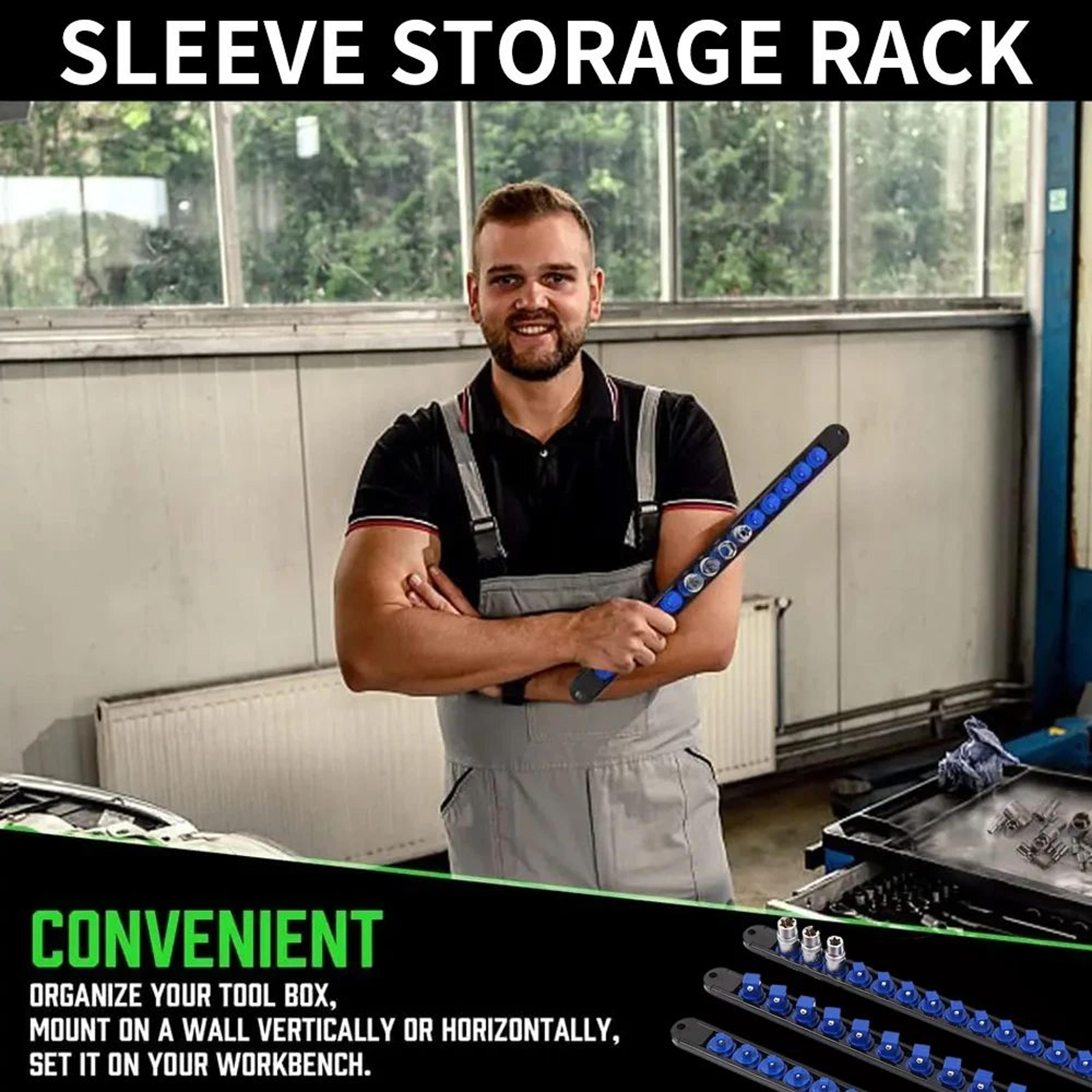 Universal Socket  Wrench Organizer Rails 14 38 12 In  Wall Mount Tool Holder Rack For Garage  Home  5