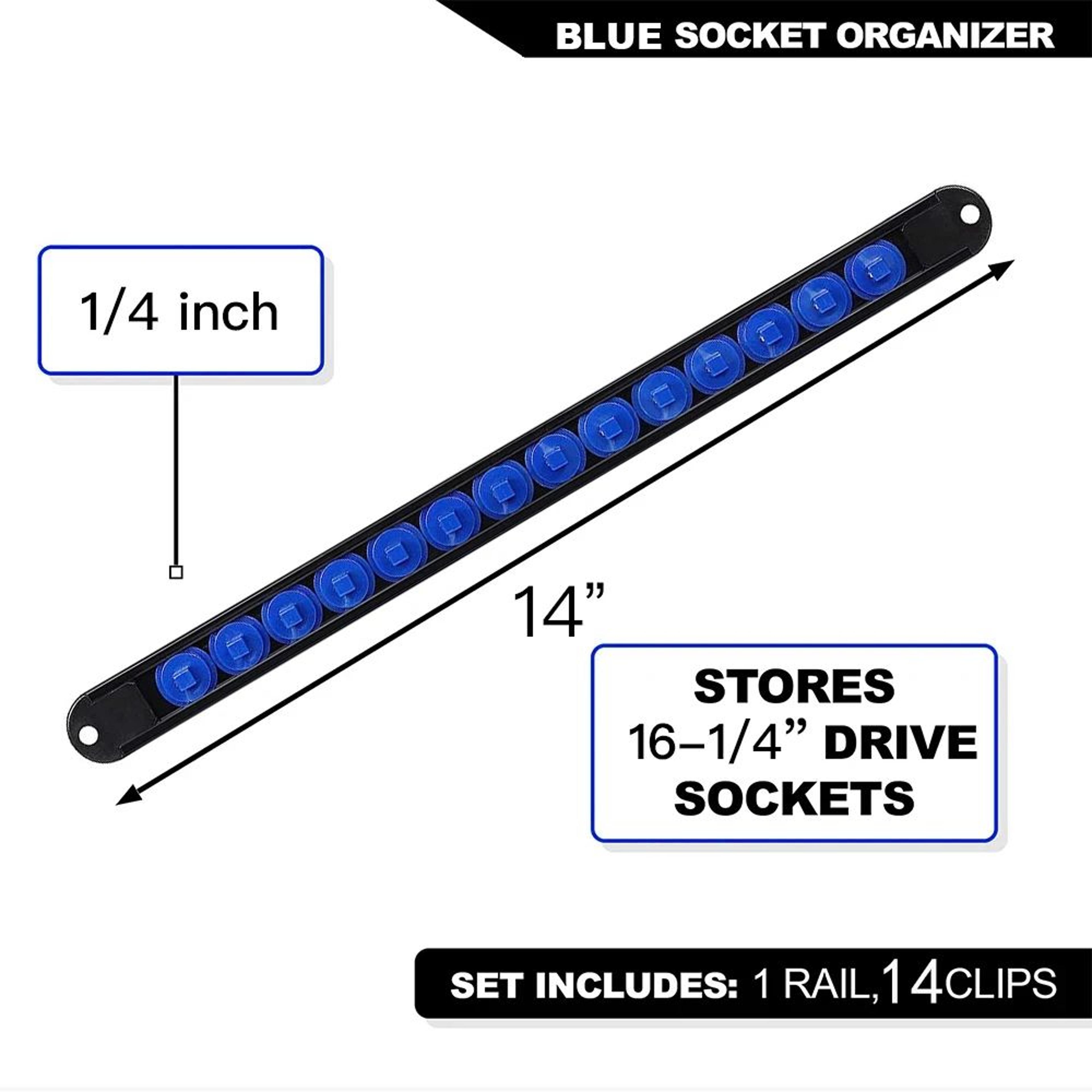 Universal Socket  Wrench Organizer Rails 14 38 12 In  Wall Mount Tool Holder Rack For Garage  Home  7