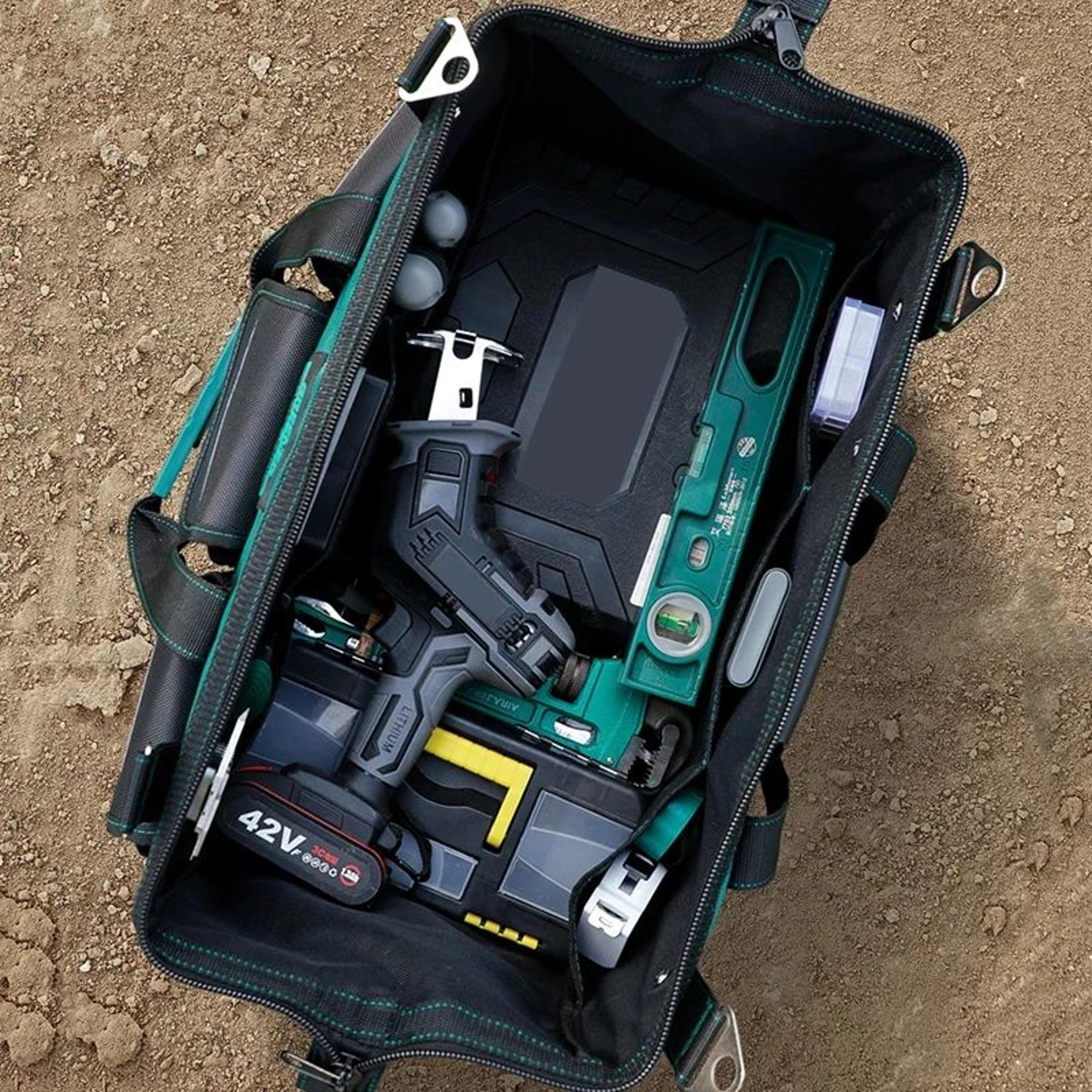 23 Inches HeavyDuty Waterproof Tool Bag  1680D Oxford Large Capacity Electrician Storage Tote WearR 1