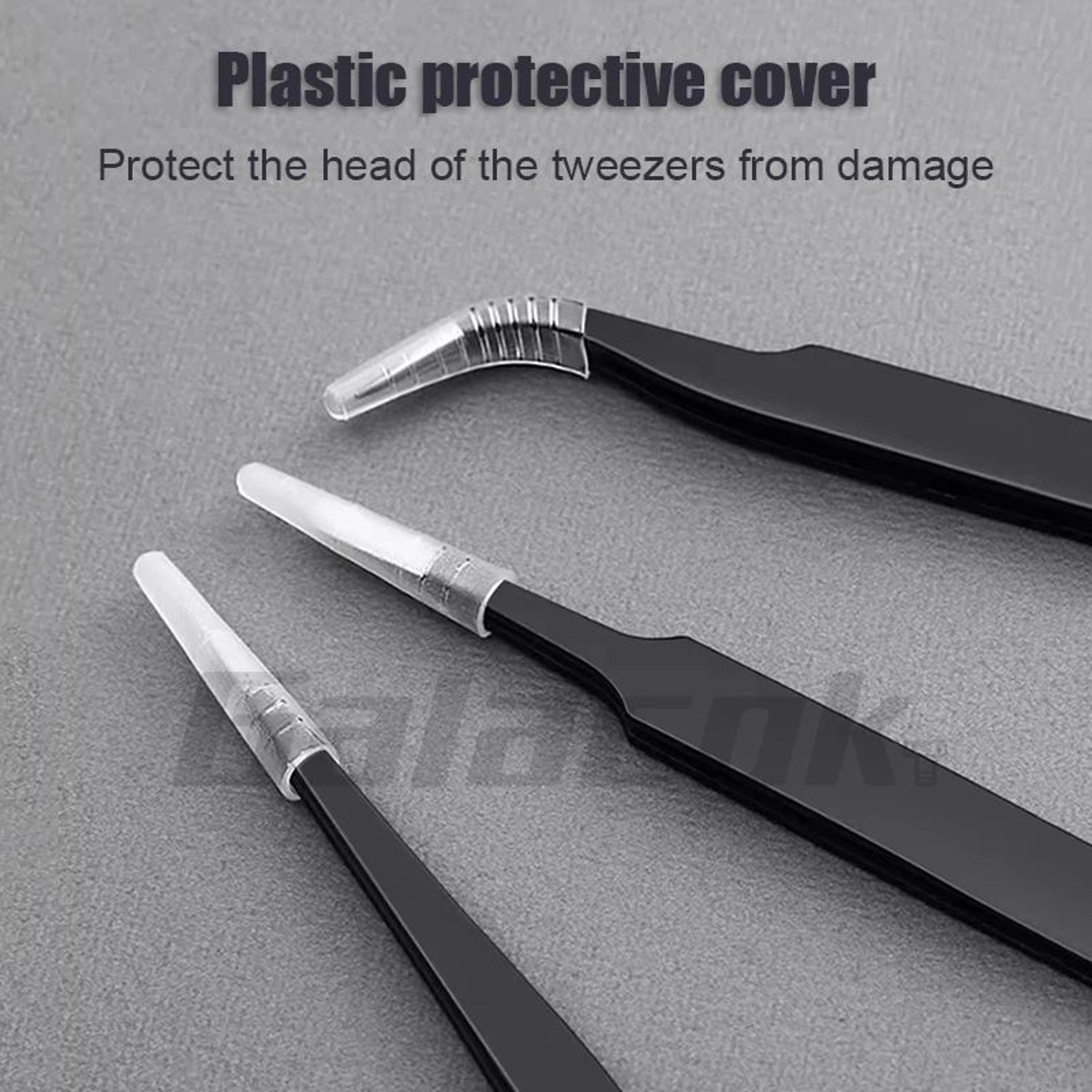 6 Pcs Antistatic Stainless Steel Tweezers Set  Curved  Straight Tips For Electronics Repair  Model  4