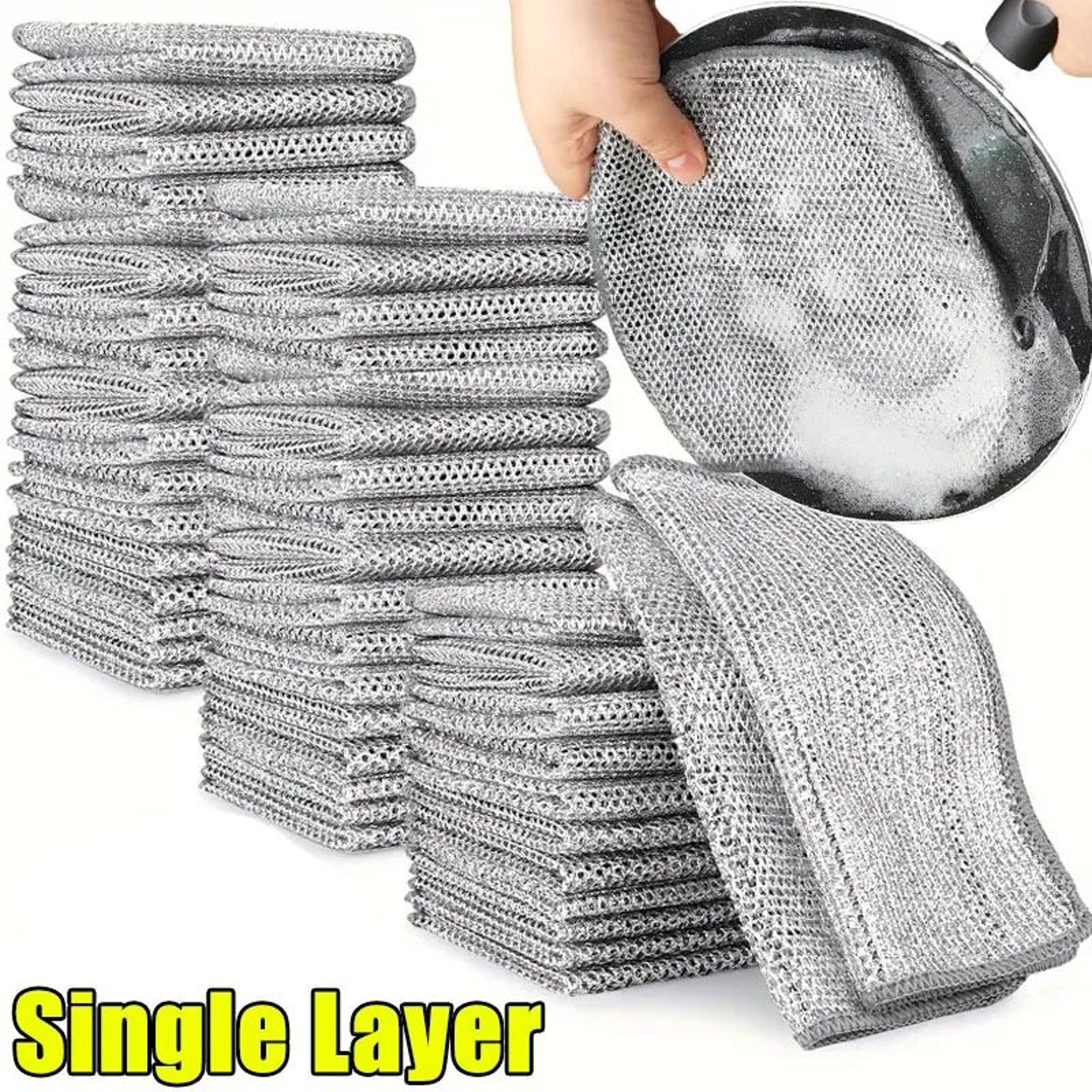 DoubleSided Steel Wire Dishcloth Scrubber Rag For Pots  Pans  Heavy Duty Kitchen Cleaning Cloth For 6