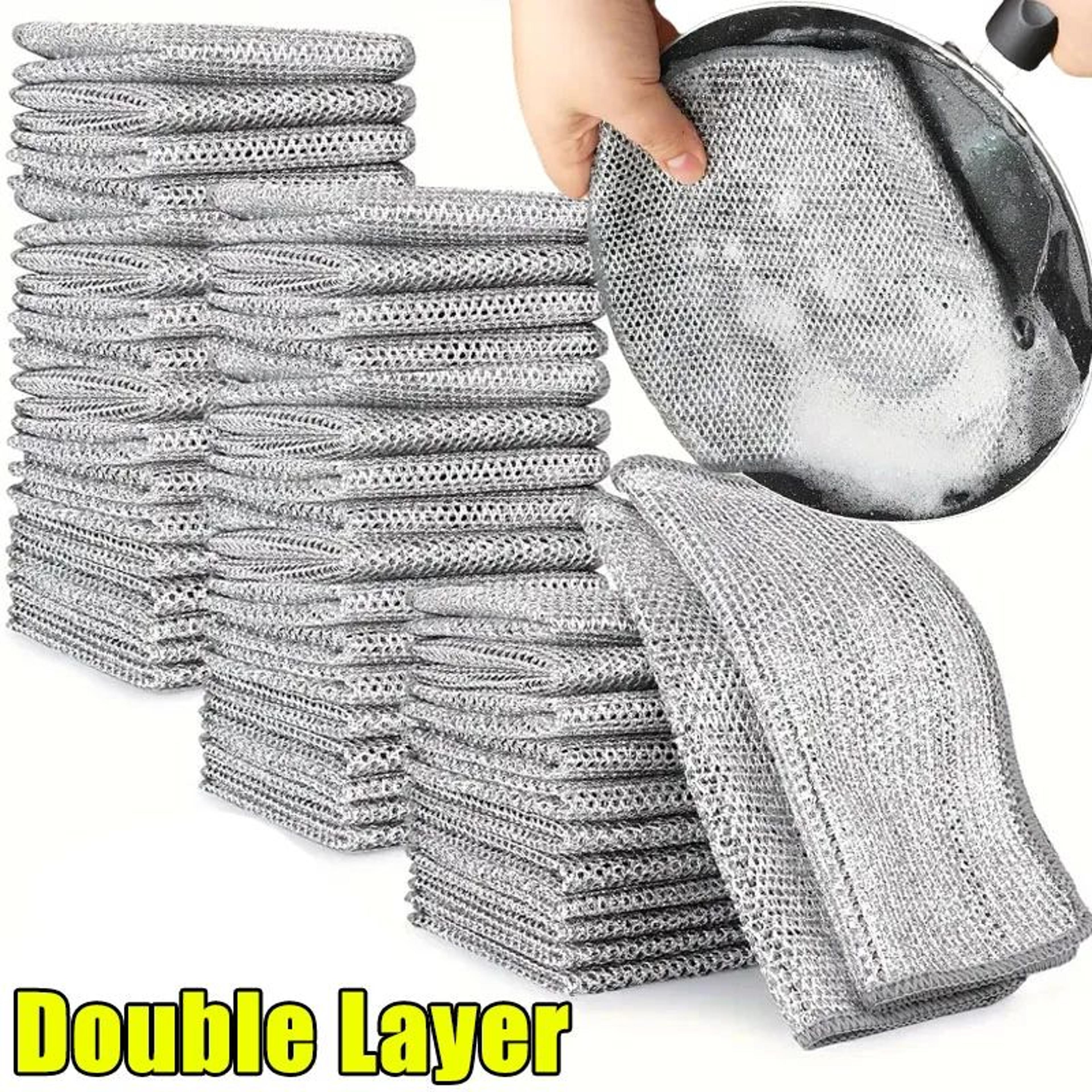 DoubleSided Steel Wire Dishcloth Scrubber Rag For Pots  Pans  Heavy Duty Kitchen Cleaning Cloth For 7