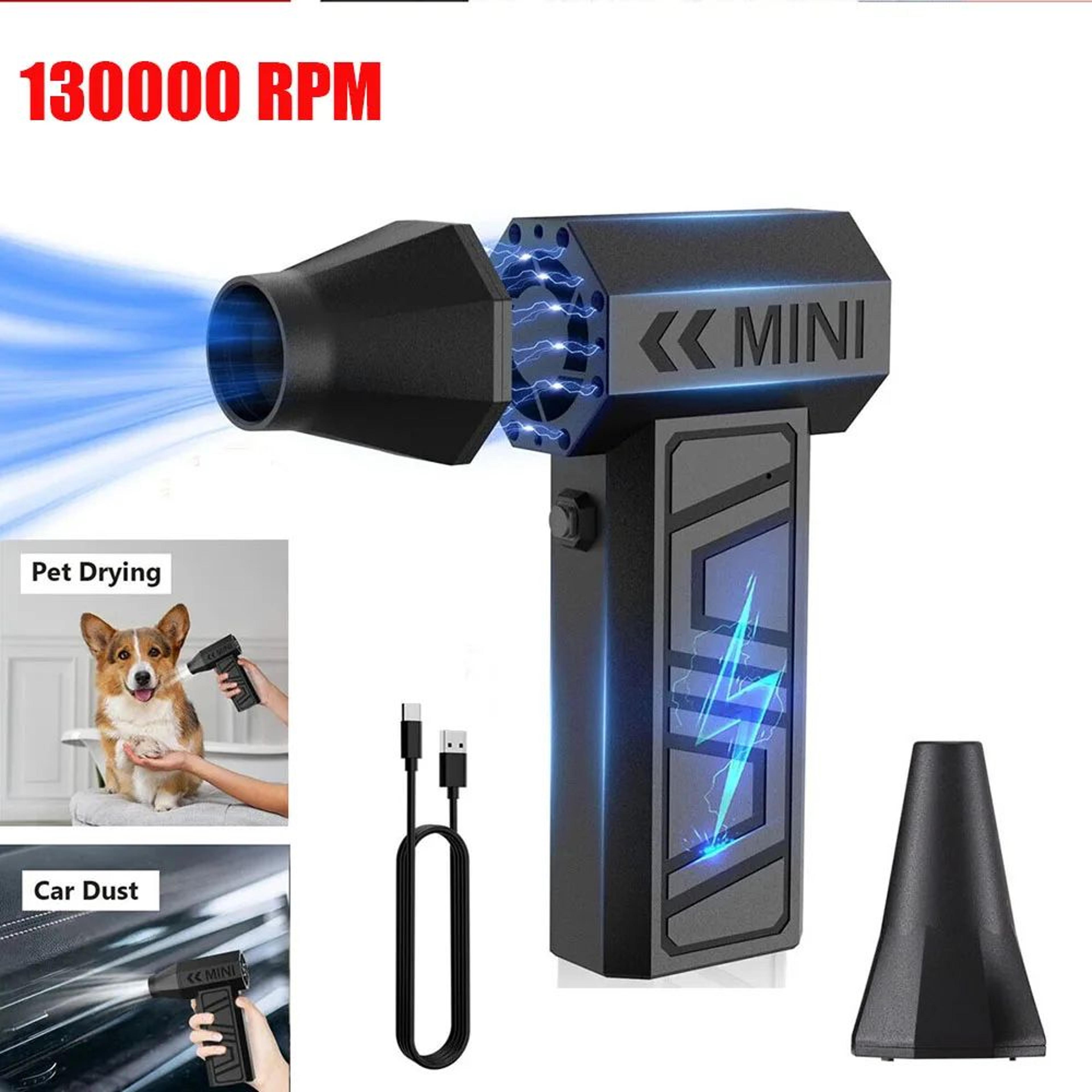 130000rpm rechargeable electric air duster mini turbo blower with adjustable wind speed for car, pc & keyboard cleaning