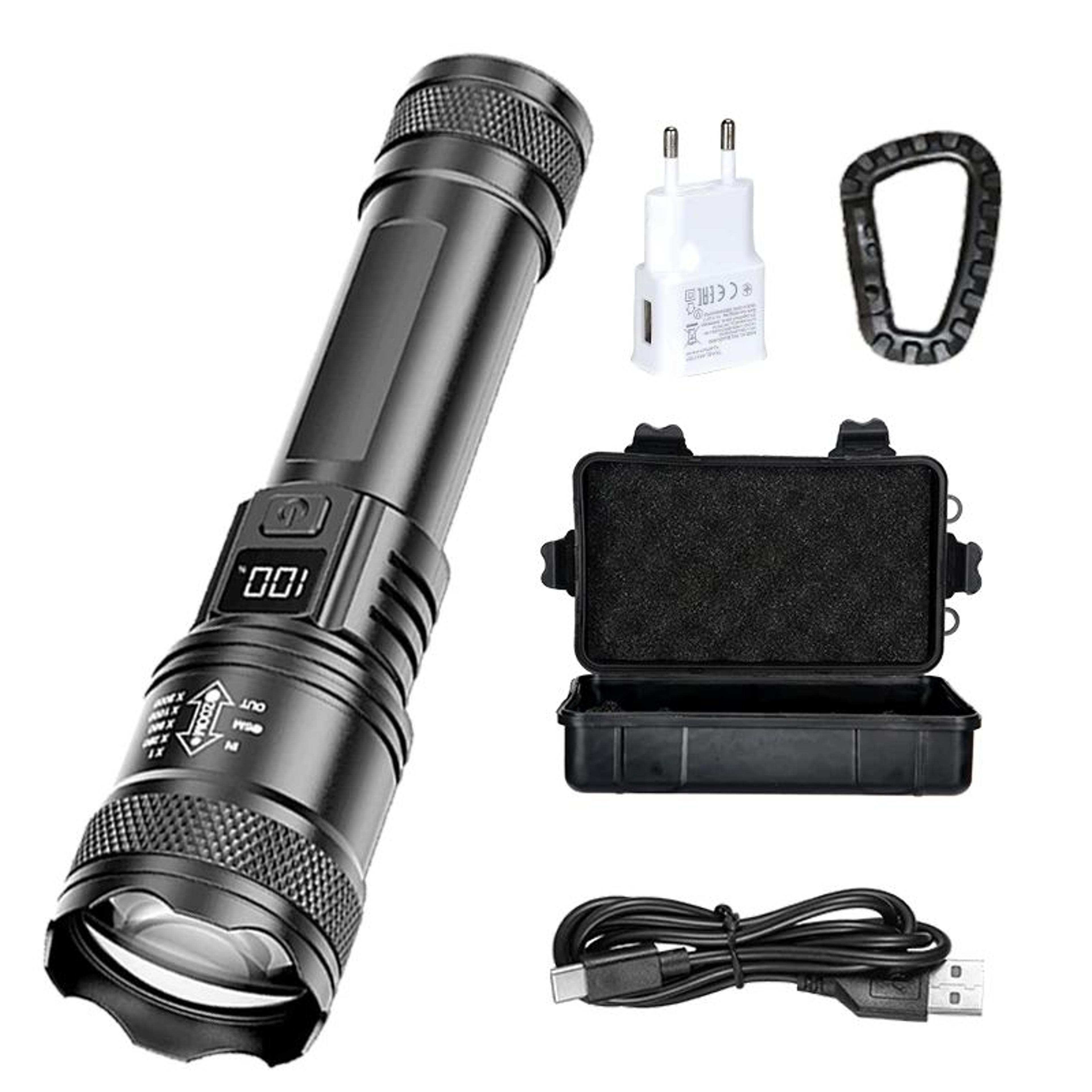 Rechargeable Zoomable LED Flashlight With LCD Power Display Waterproof High Power Torch For Camping 8