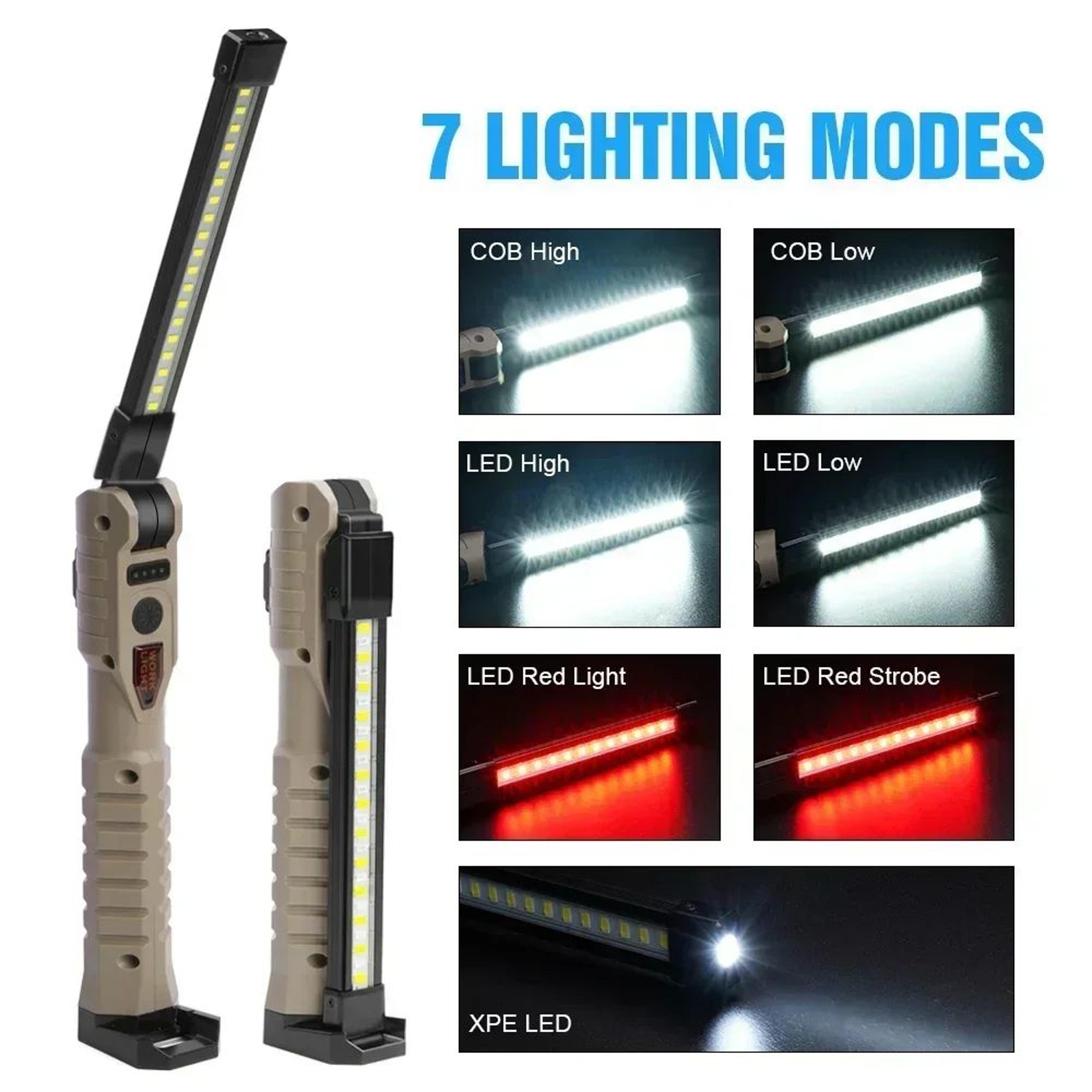 Folding COB XPE LED Work Light Flashlight  Rechargeable Inspection Torch With Red SOS Strobe For Ca 2