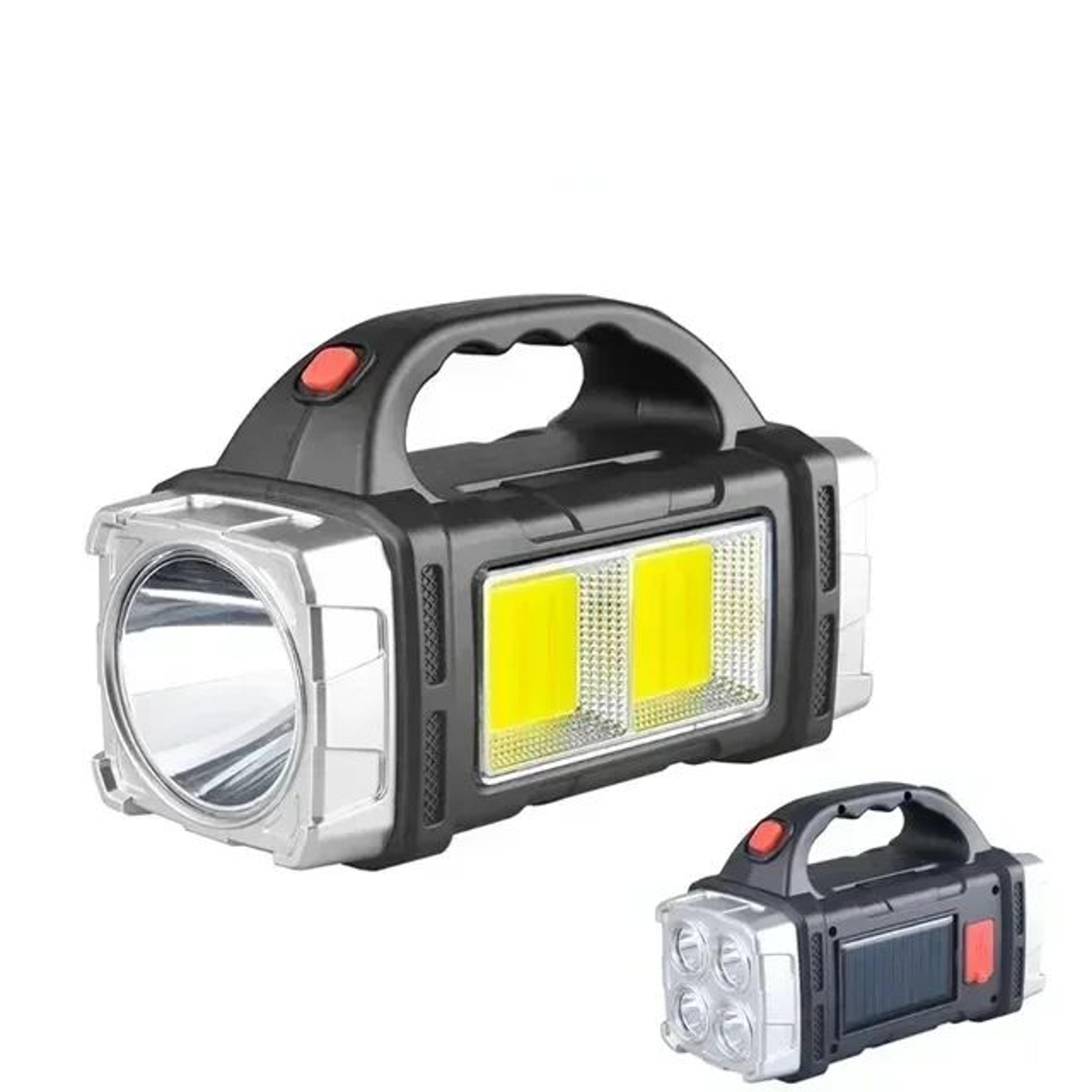 Powerful USB  Solar Rechargeable LED Flashlight  COB Camping Searchlight Torch With Power Bank Emer 7