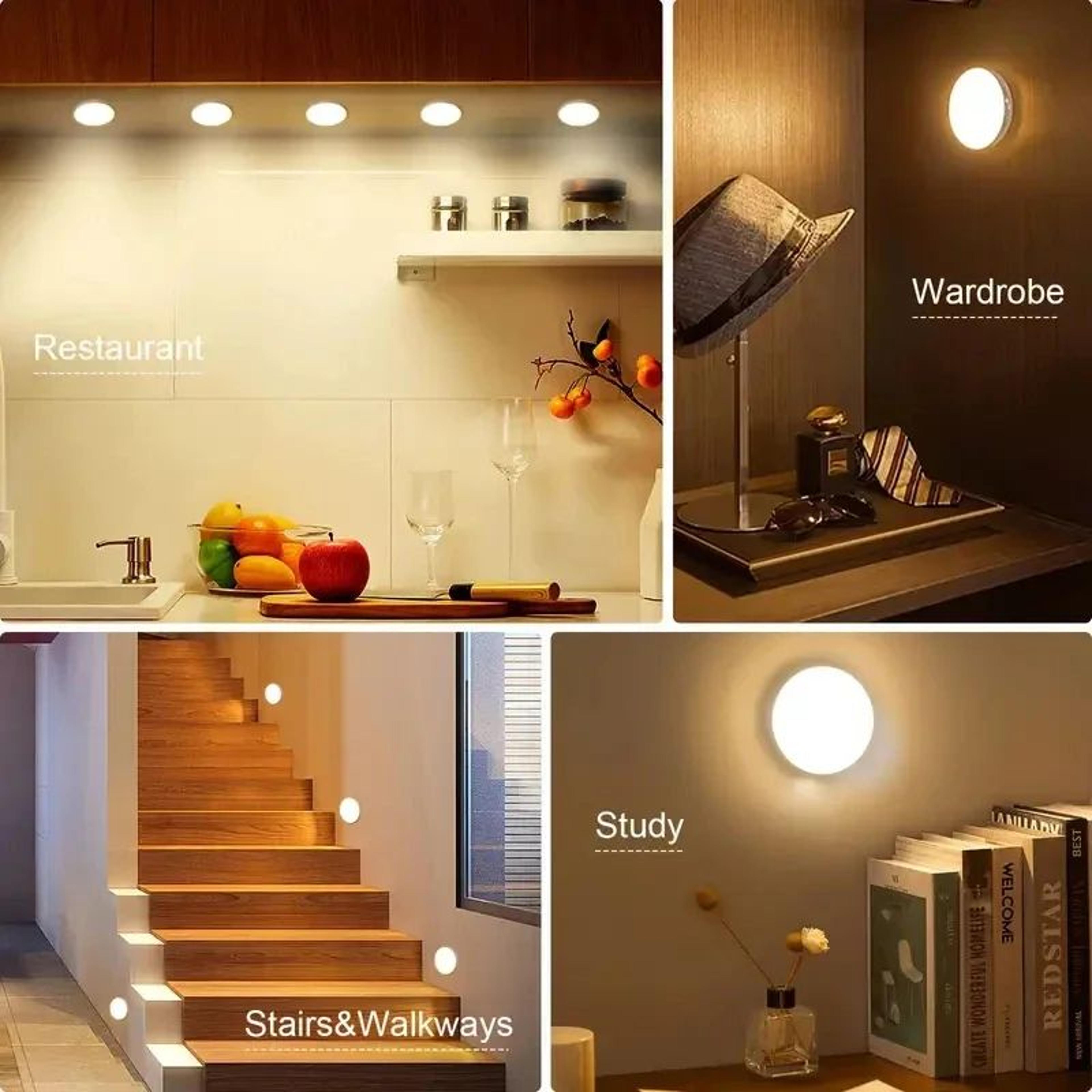 Motion Sensor LED Night Light USB Rechargeable  Wireless Closet  Cabinet Light For Kitchen Stairs W 5