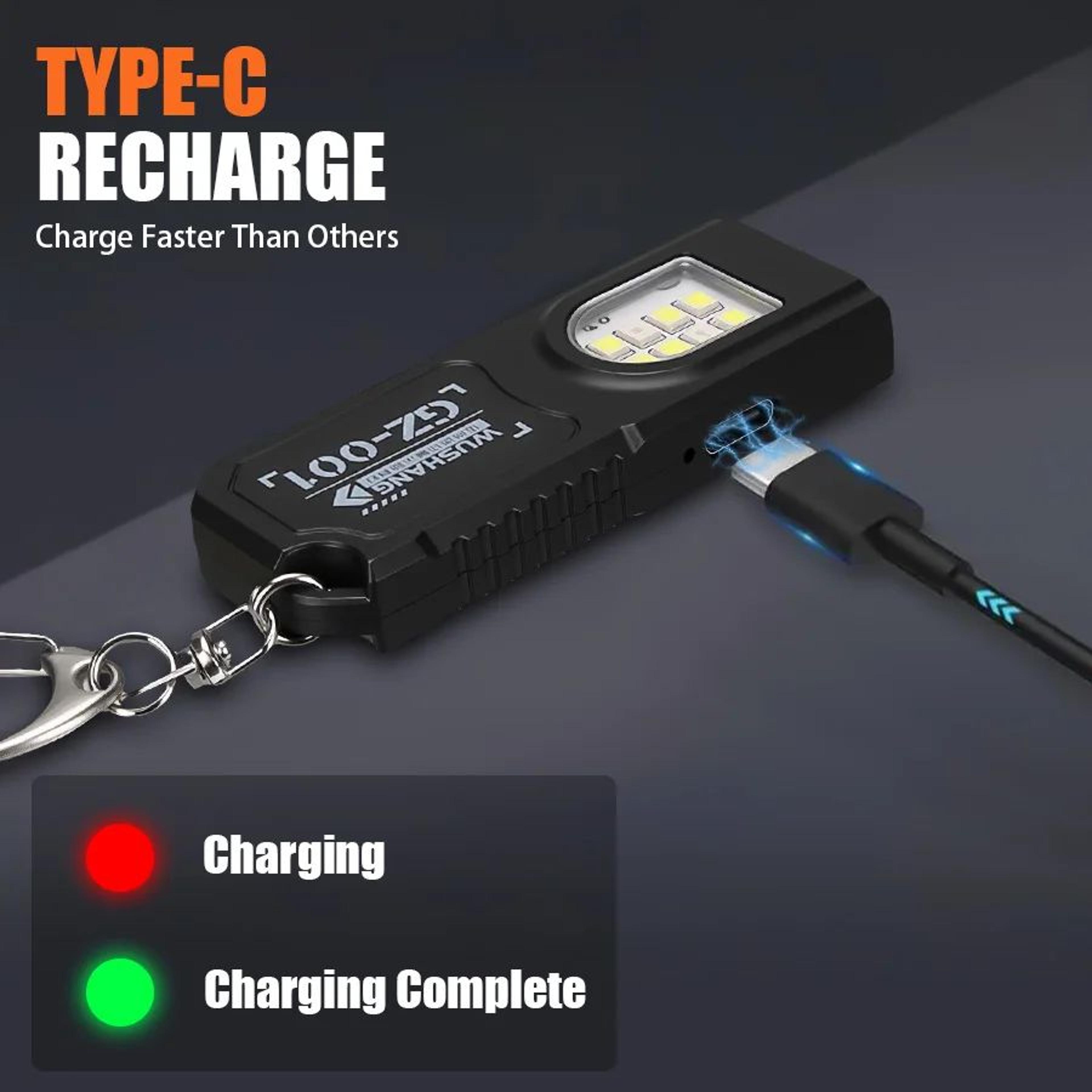 Mini COB LED Keychain Flashlight USB Rechargeable  Waterproof Pocket Work Light Keyring Lamp For Ca 2