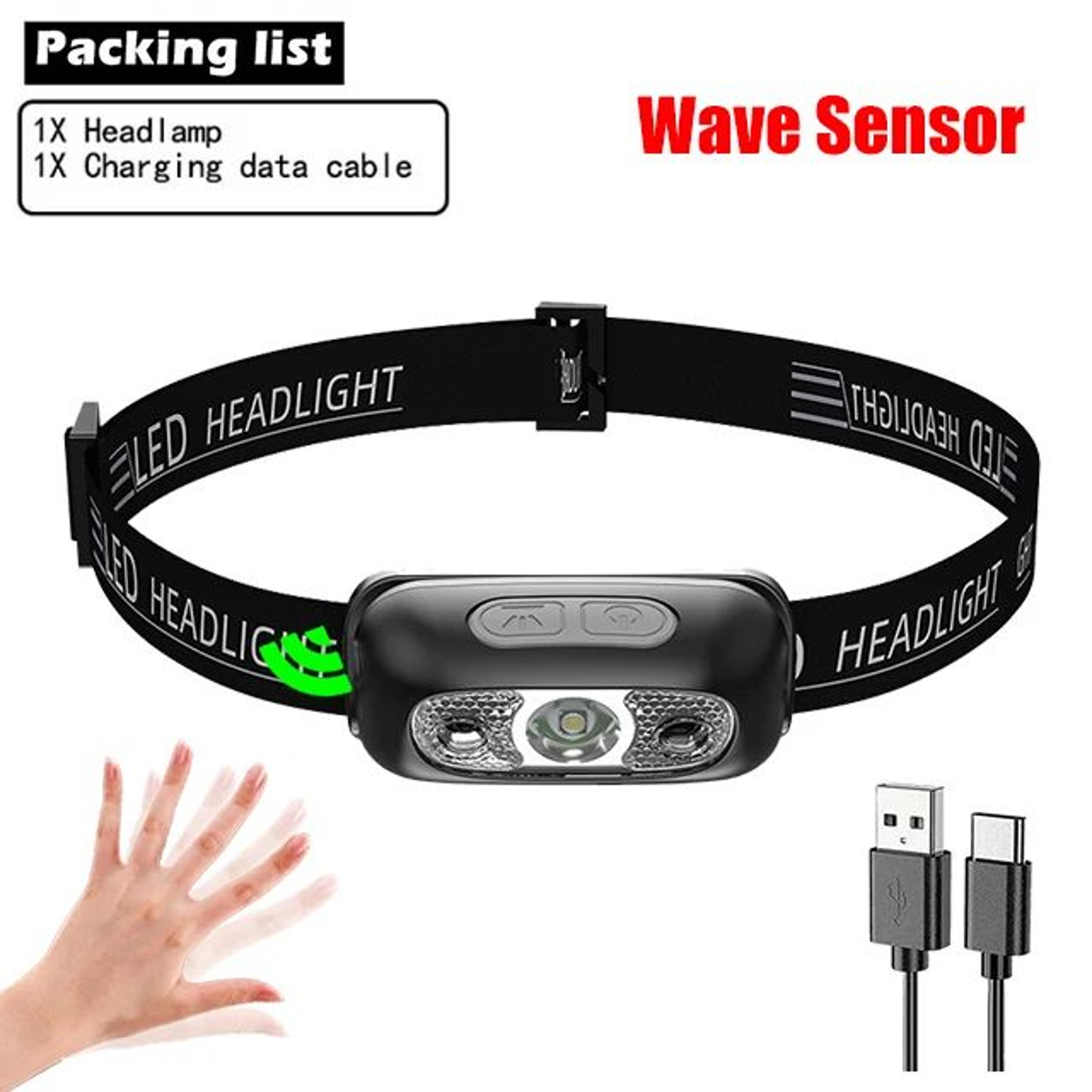 Mini USB Rechargeable Sensor COB LED Headlamp  Powerful HandsFree Headlight For Fishing Camping Hik 9
