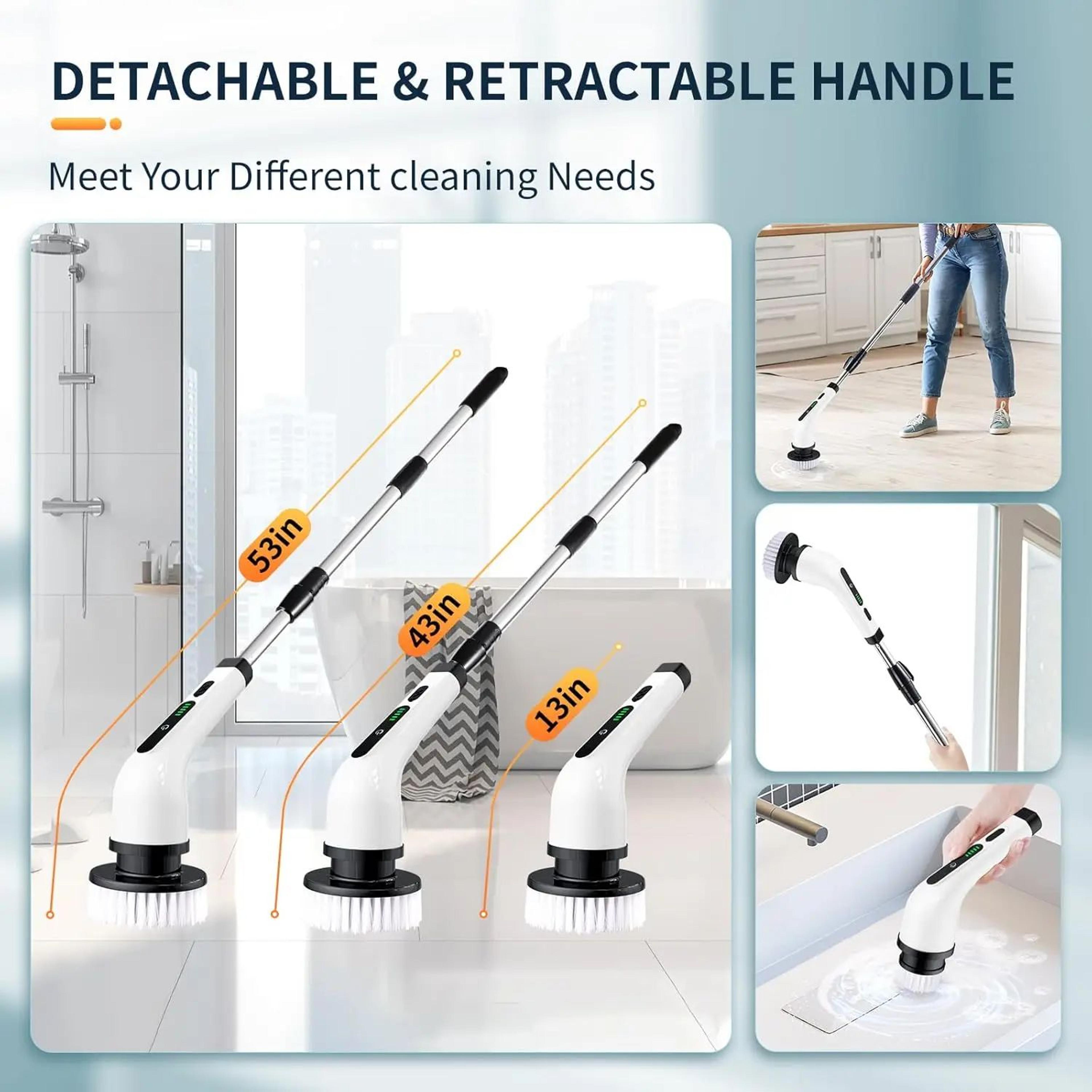 2025 Electric Rotating Floor Scrubber Brush  Rechargeable Power Shower  Tile Cleaner With 9 Heads D 4