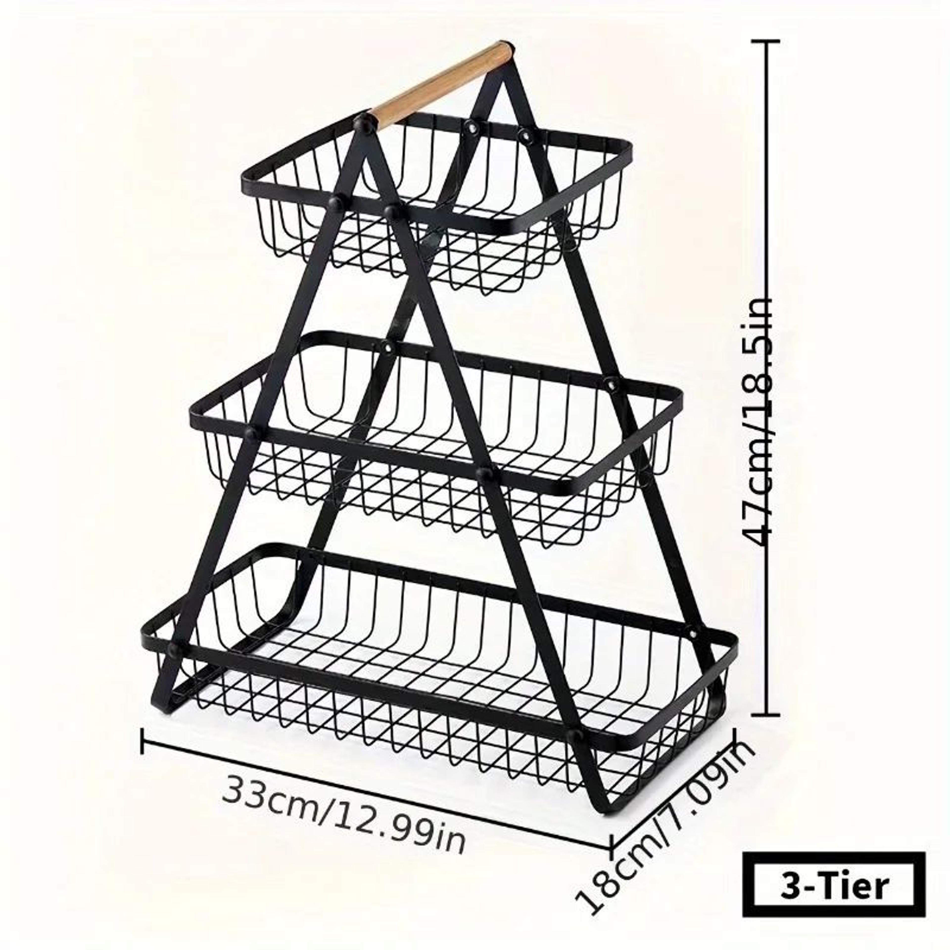 3Tier Fruit Basket Stand With Storage Box  SpaceSaving Countertop Produce Organizer For Kitchen Pan 0