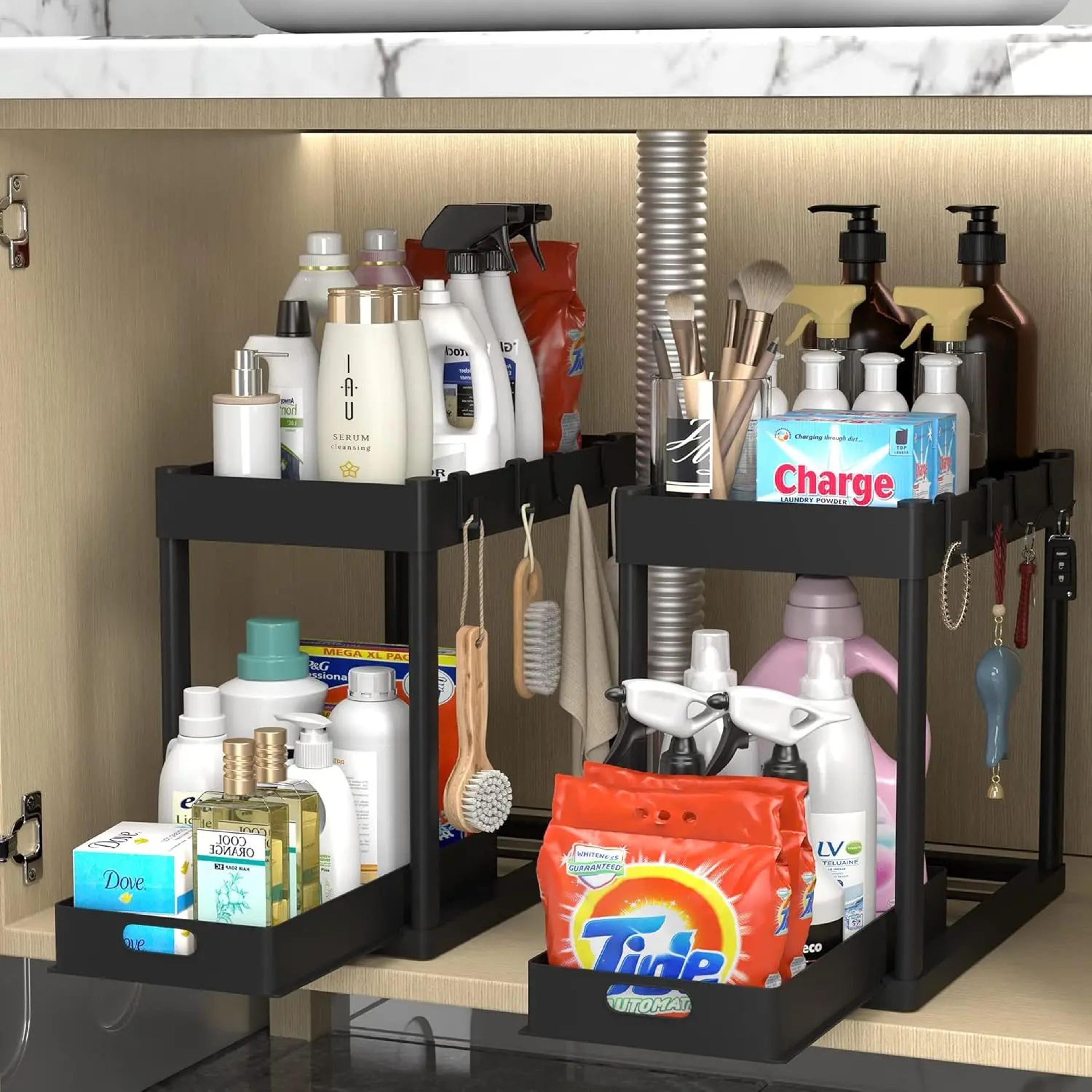 2Tier Sink Storage Rack Organizer  SpaceSaving Kitchen Cabinet Shelf  Bathroom Counter Basket For E 6