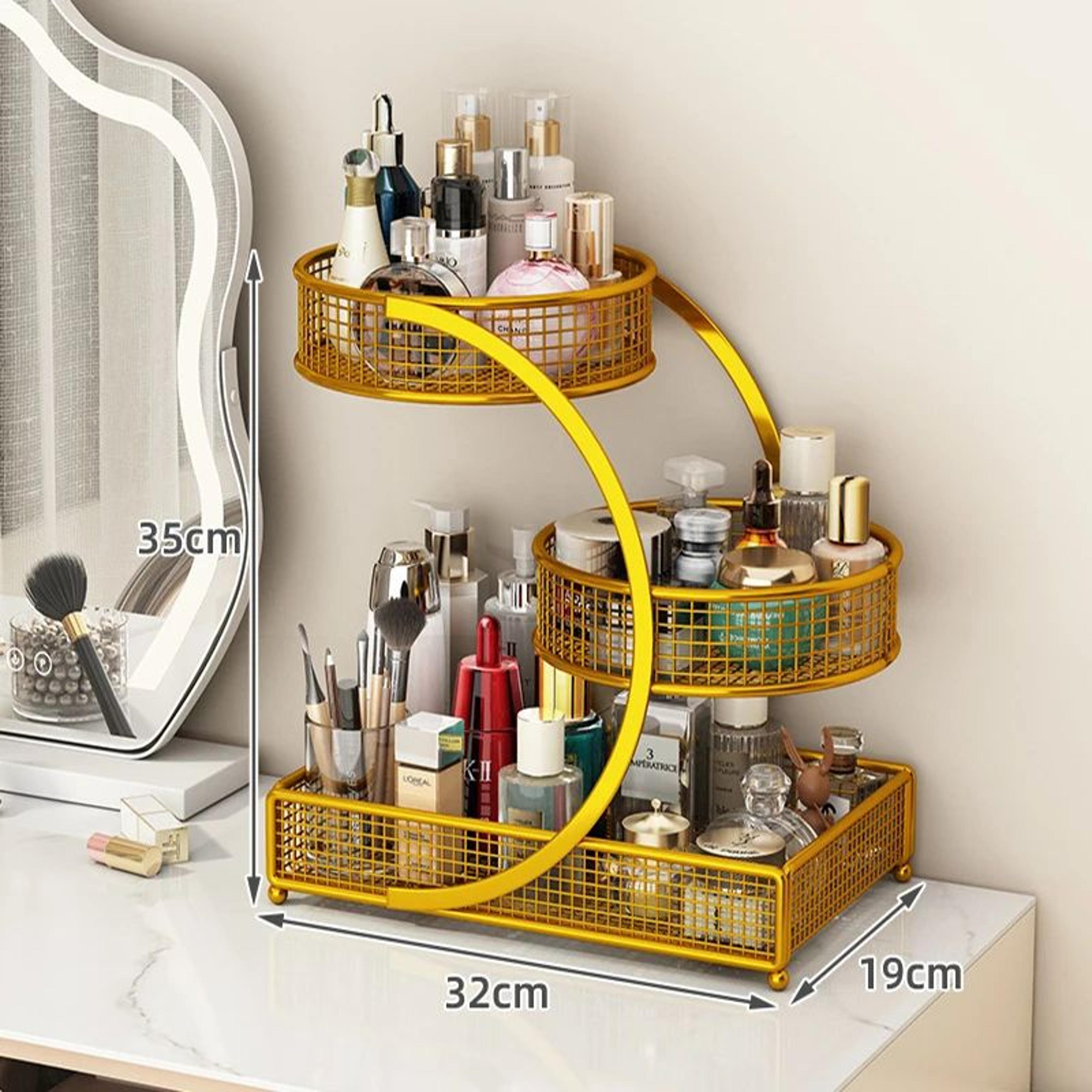 3Tier Round Metal Storage Rack  No Assembly Fruit Basket  Cosmetic Organizer For Kitchen Countertop 7