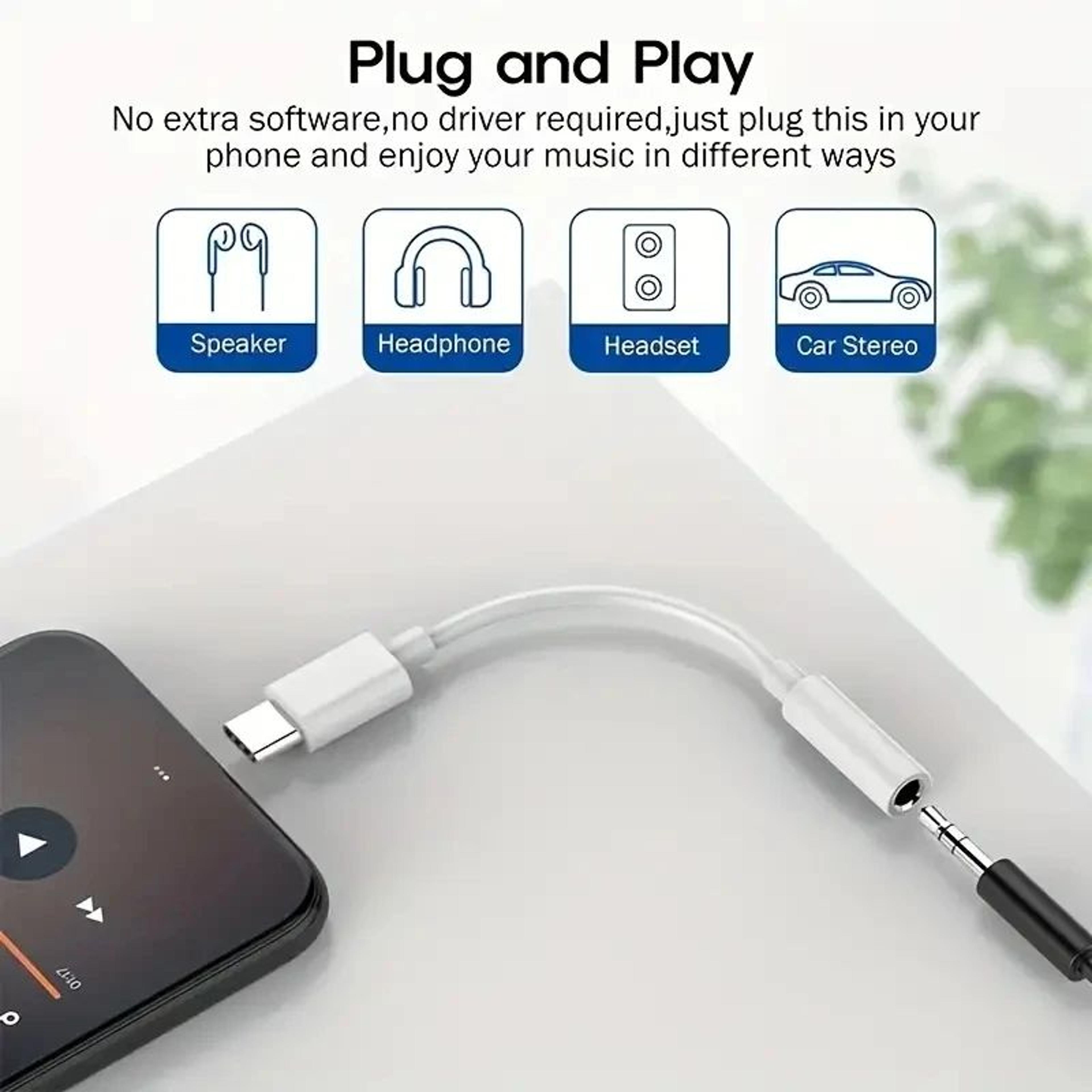 usb-c to 3.5mm aux adapter cable – type c audio jack converter for samsung, xiaomi, huawei & car stereo