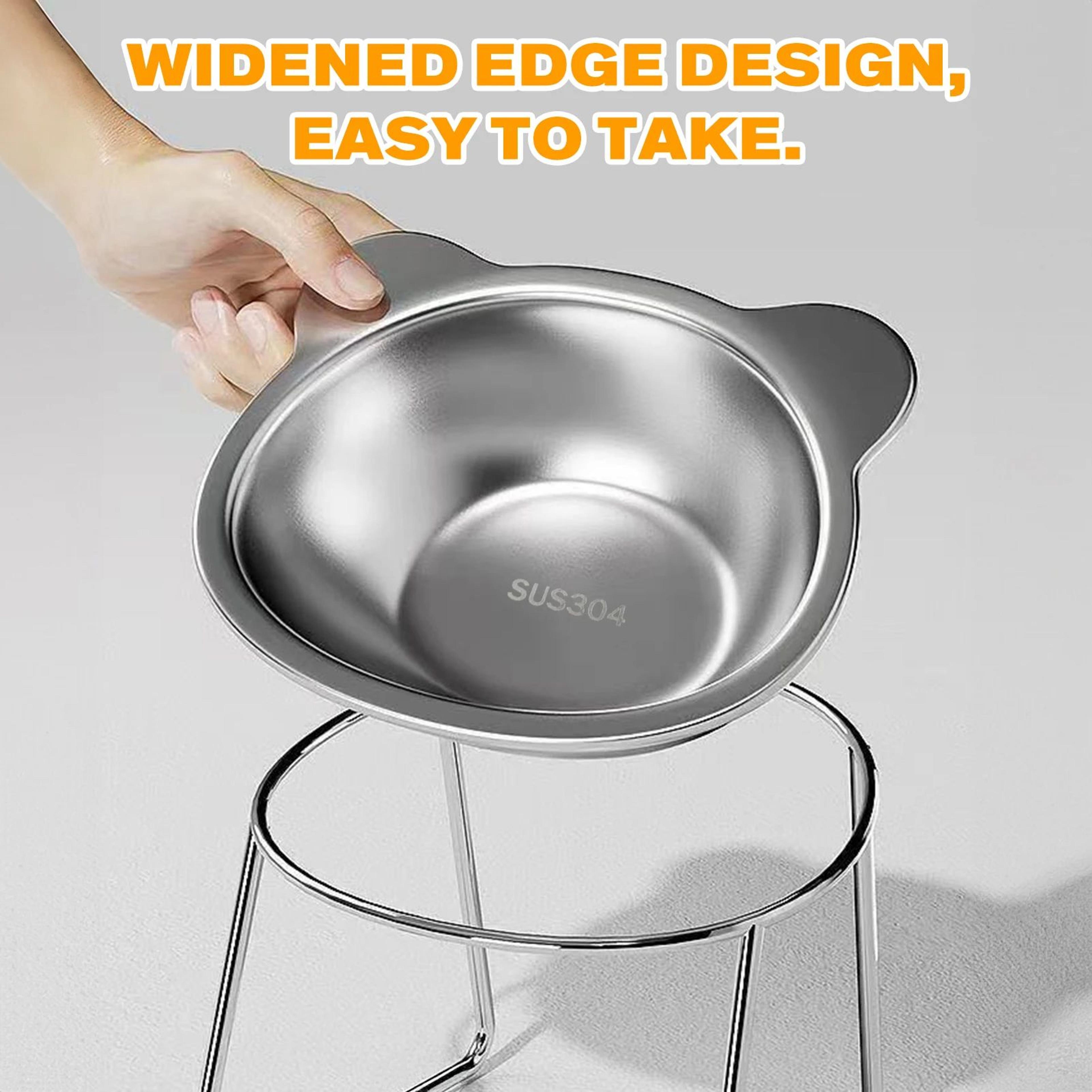 Raised Stainless Steel Cat Bowl With Stand  AntiSpill Food  Water Dish For Cats  Small Dogs NeckFri 4