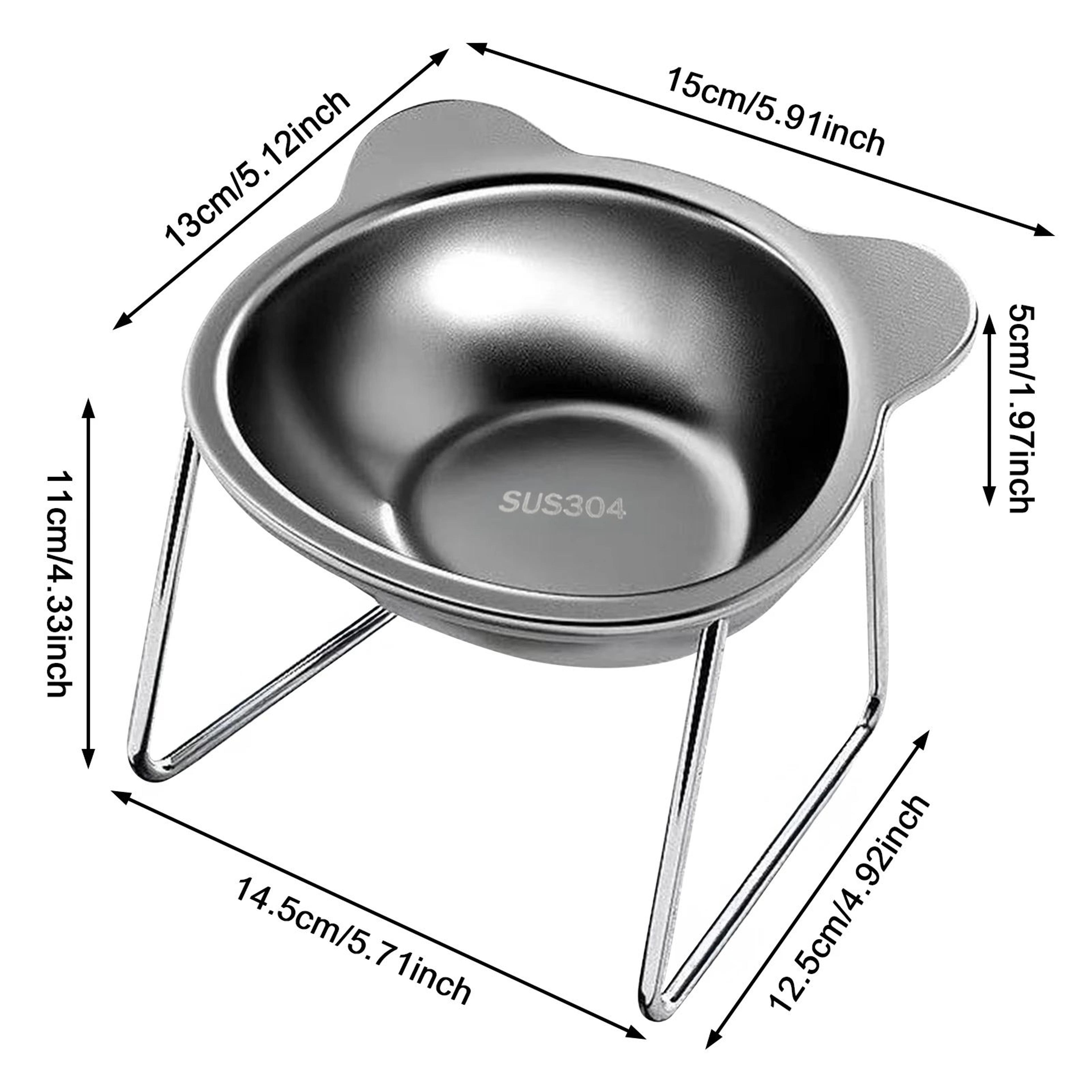 Raised Stainless Steel Cat Bowl With Stand  AntiSpill Food  Water Dish For Cats  Small Dogs NeckFri 5