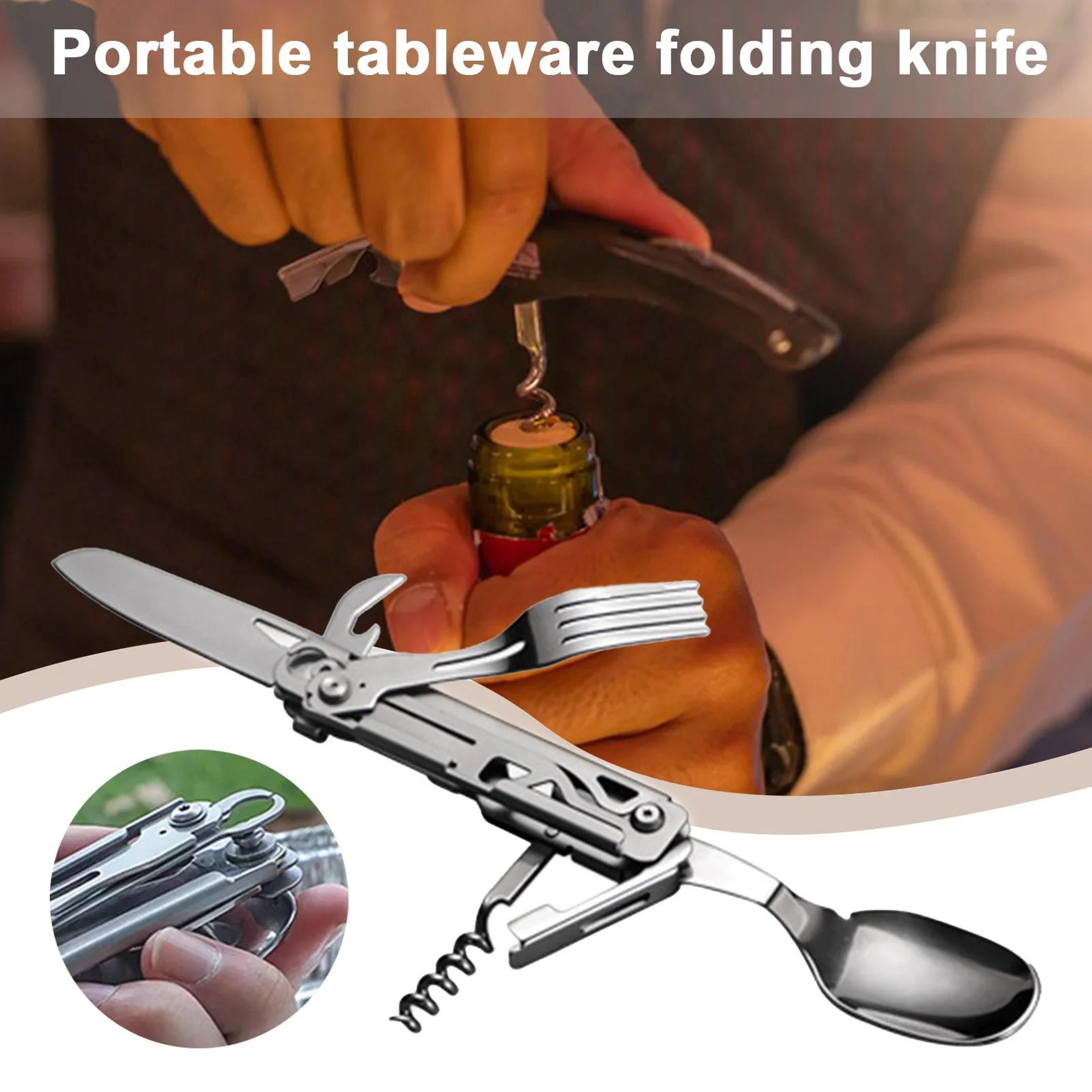 Portable Folding Cutlery Set Spoon Fork Knife  Compact Lightweight Camping Picnic Travel Utensils F 1