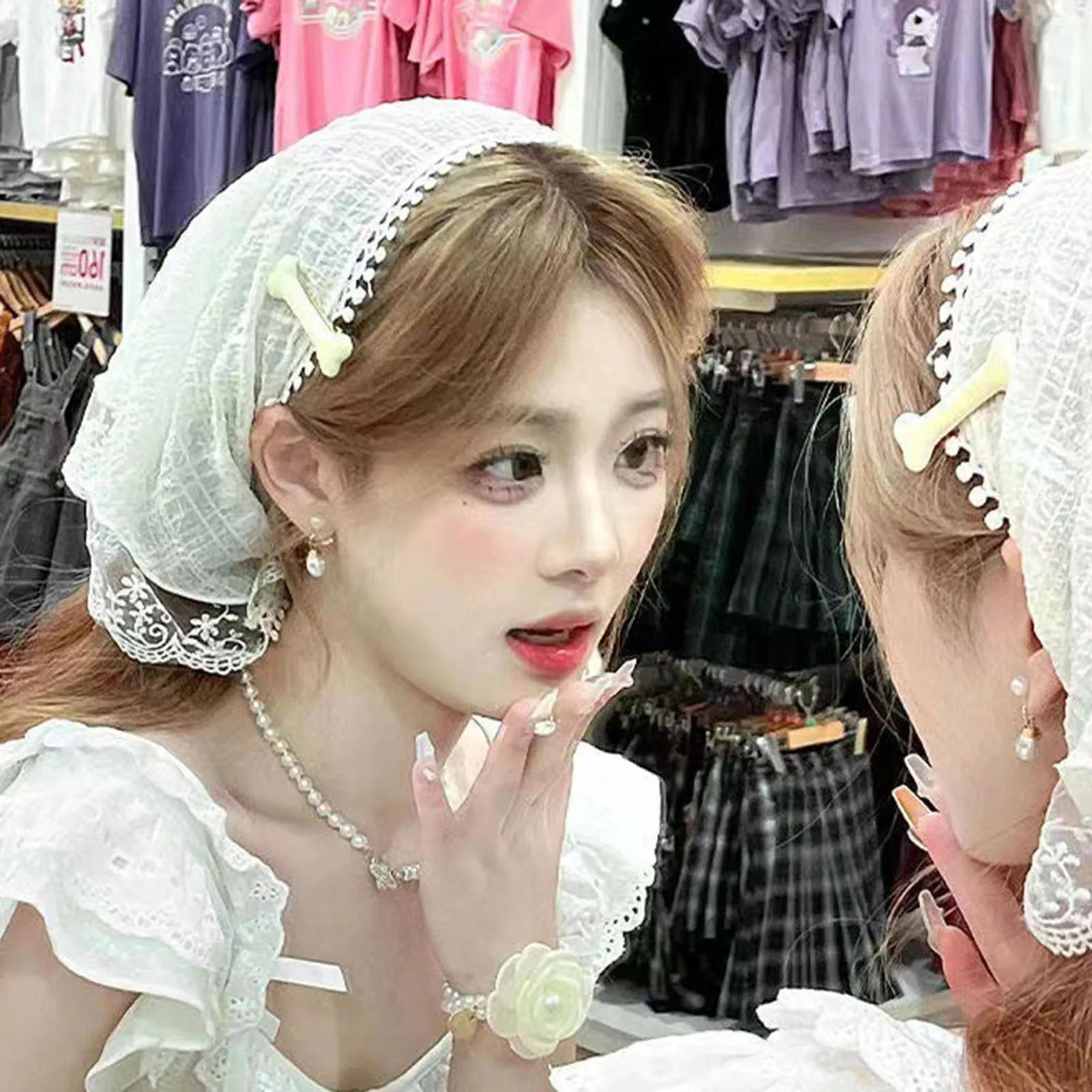 Womens NonSlip Floral Lace Head Scarf Headband Elegant Hair Kerchief Wrap For Styling Daily Wear  P 5